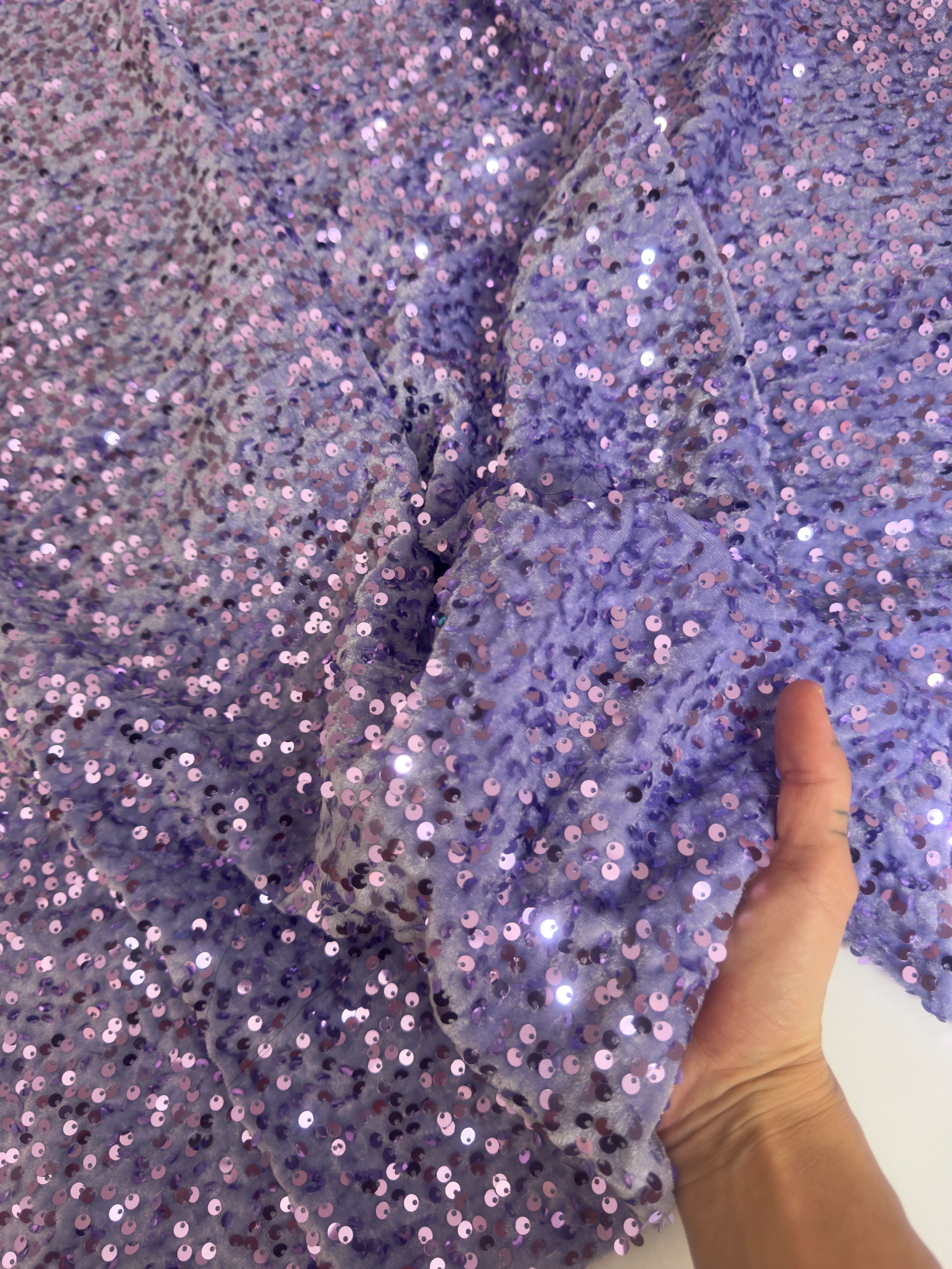 Light Lavender Sequins Velvet, Fabric Store, Sewing Store, Cheap Fabric Store, Kiki Textiles, Textile by the Yard