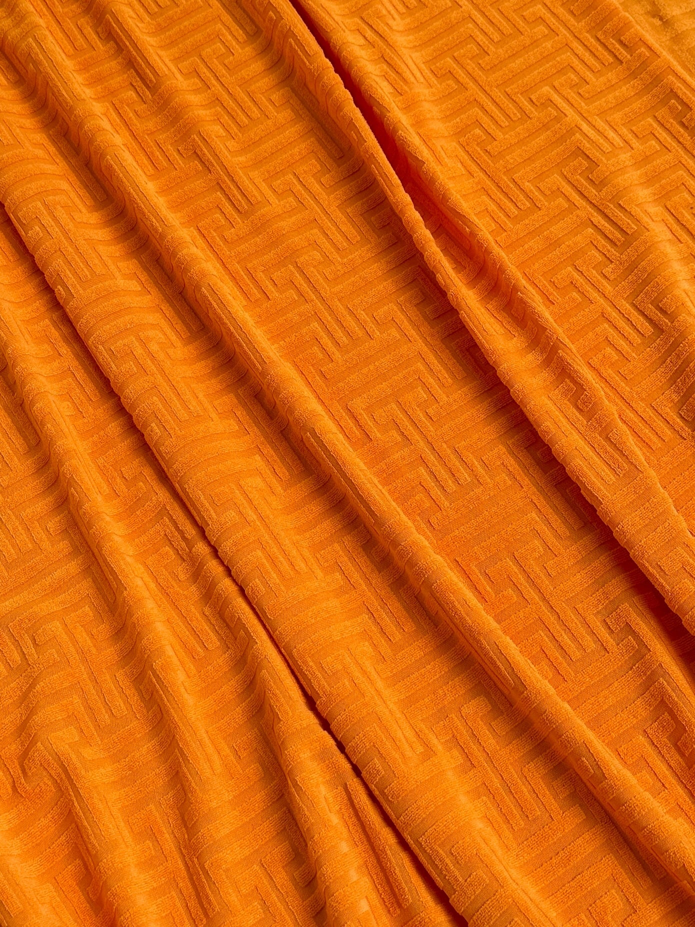 Orange Textured Geometric Jersey Knit, dark orange Geometric Jersey Knit, rusty orange Geometric Jersey Knit, Geometric Jersey Knit for woman, Geometric Jersey Knit for bride, Geometric Jersey Knit on sale, Geometric Jersey Knit on discount