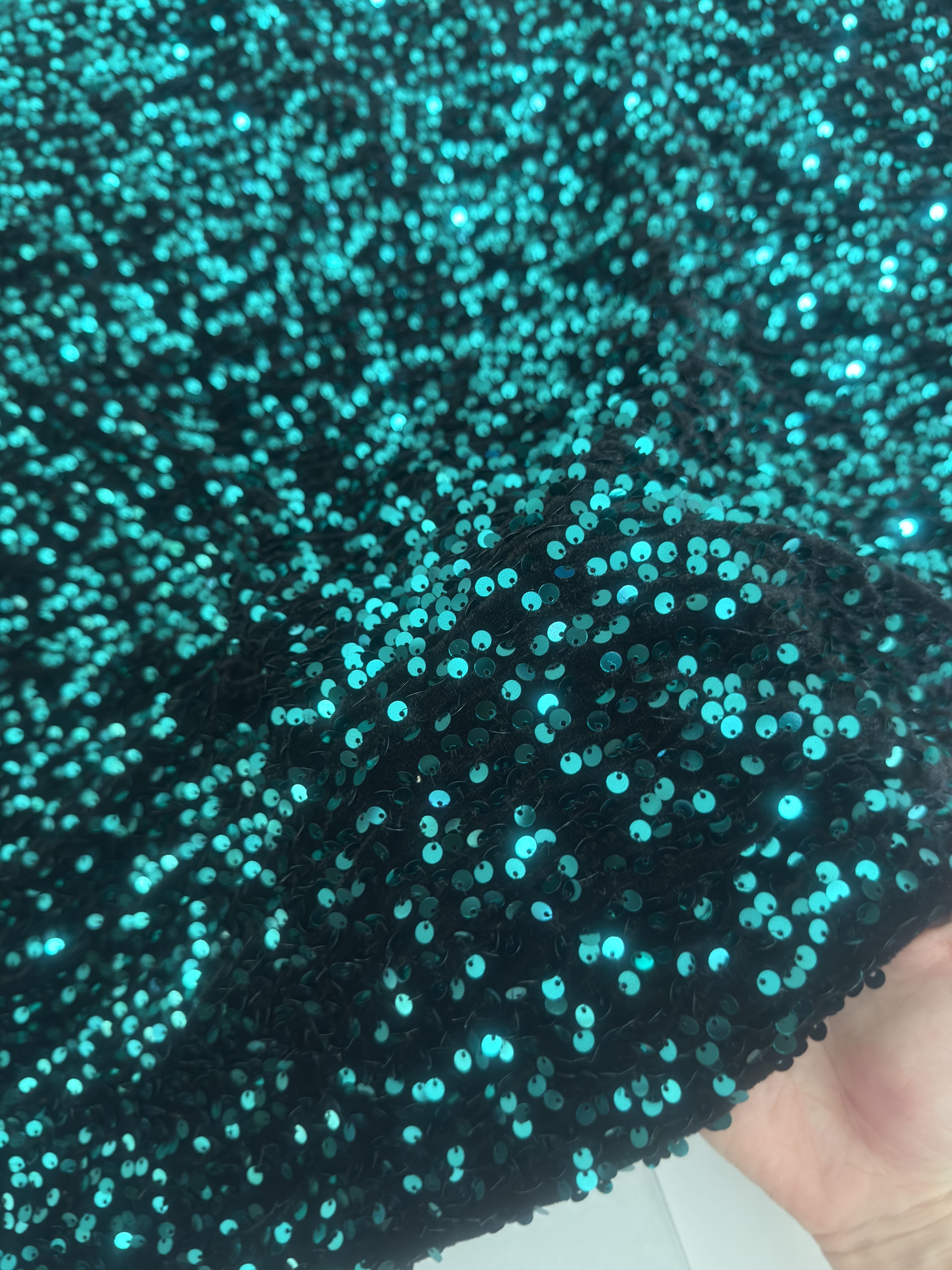 Jade Green Sequins Velvet, Fabric Store, Sewing Store, Cheap Fabric Store, Kiki Textiles, Textile by the Yard