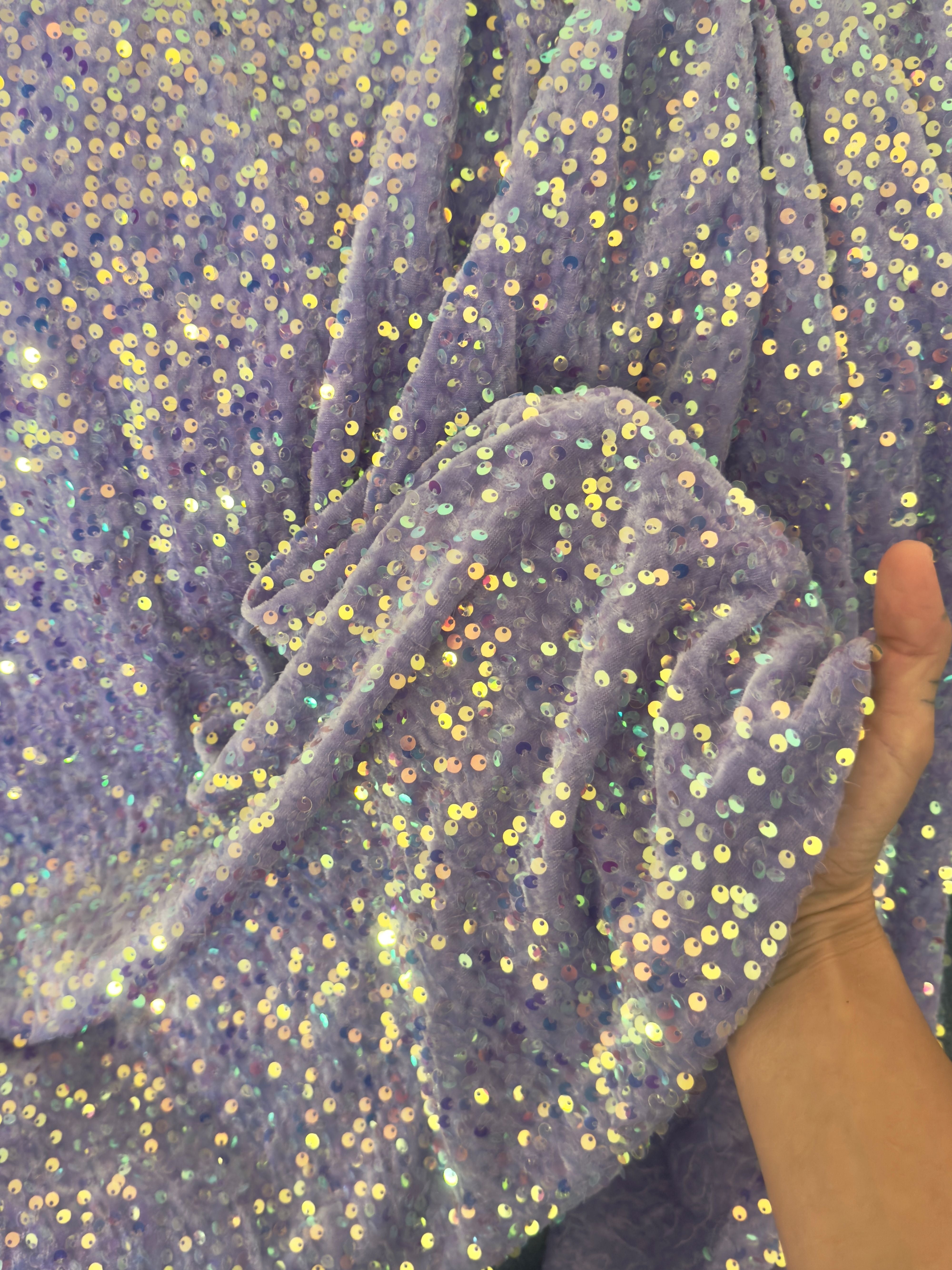 Lilac Sequins Velvet, Fabric Store, Sewing Store, Cheap Fabric Store, Kiki Textiles, Textile by the Yard
