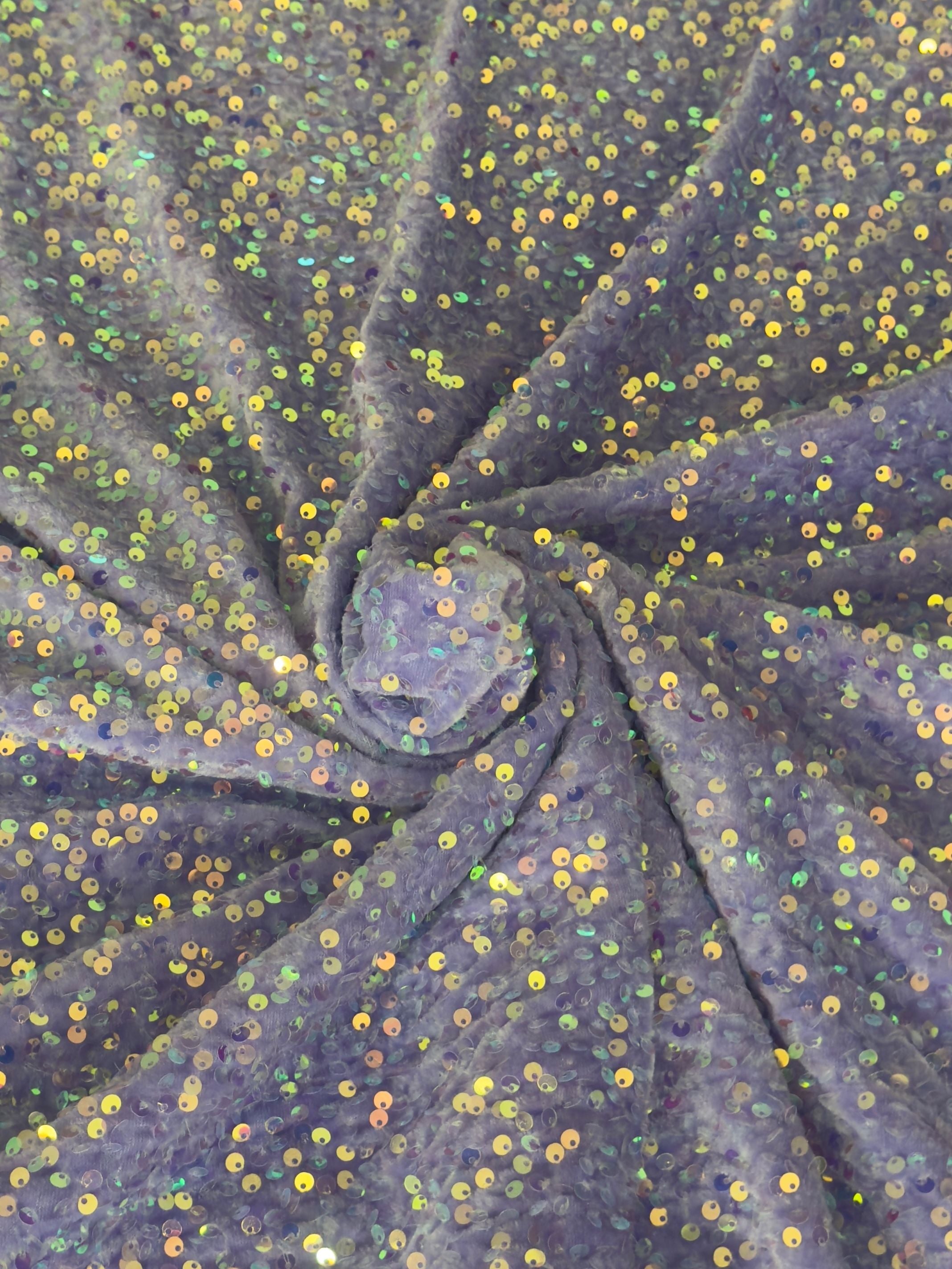 Lilac Sequins Velvet, Sequins Velvet, Stretch Sequin Mesh, Stretch Sequin velvet for woman, Stretch Sequin velvet for bride, Stretch Sequin velvet on discount, Stretch Sequin velvet online