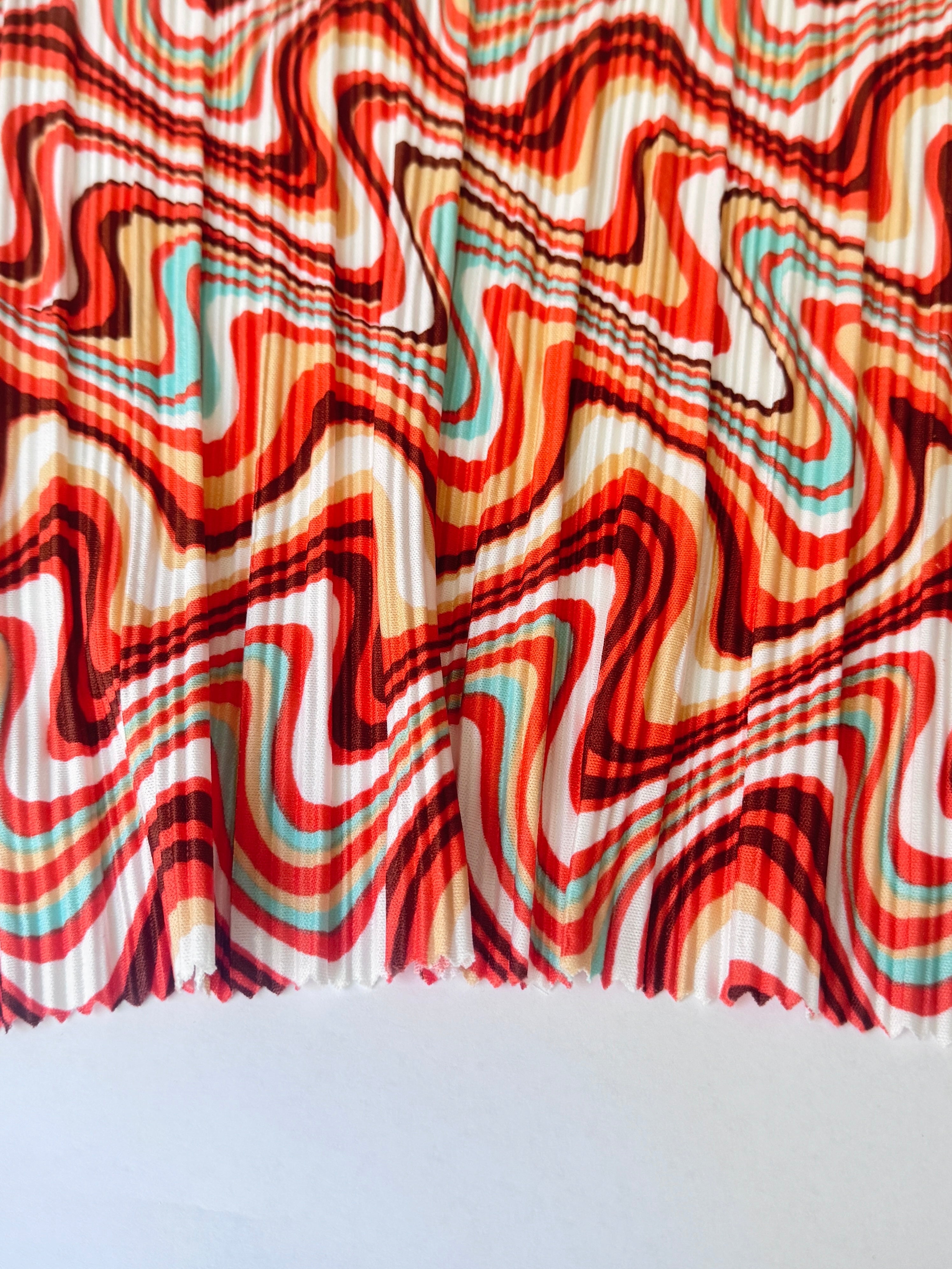 Multicolor Print Pleated Knit, online textile store, sewing, fabric store, sewing store, cheap fabric store, kiki textiles
