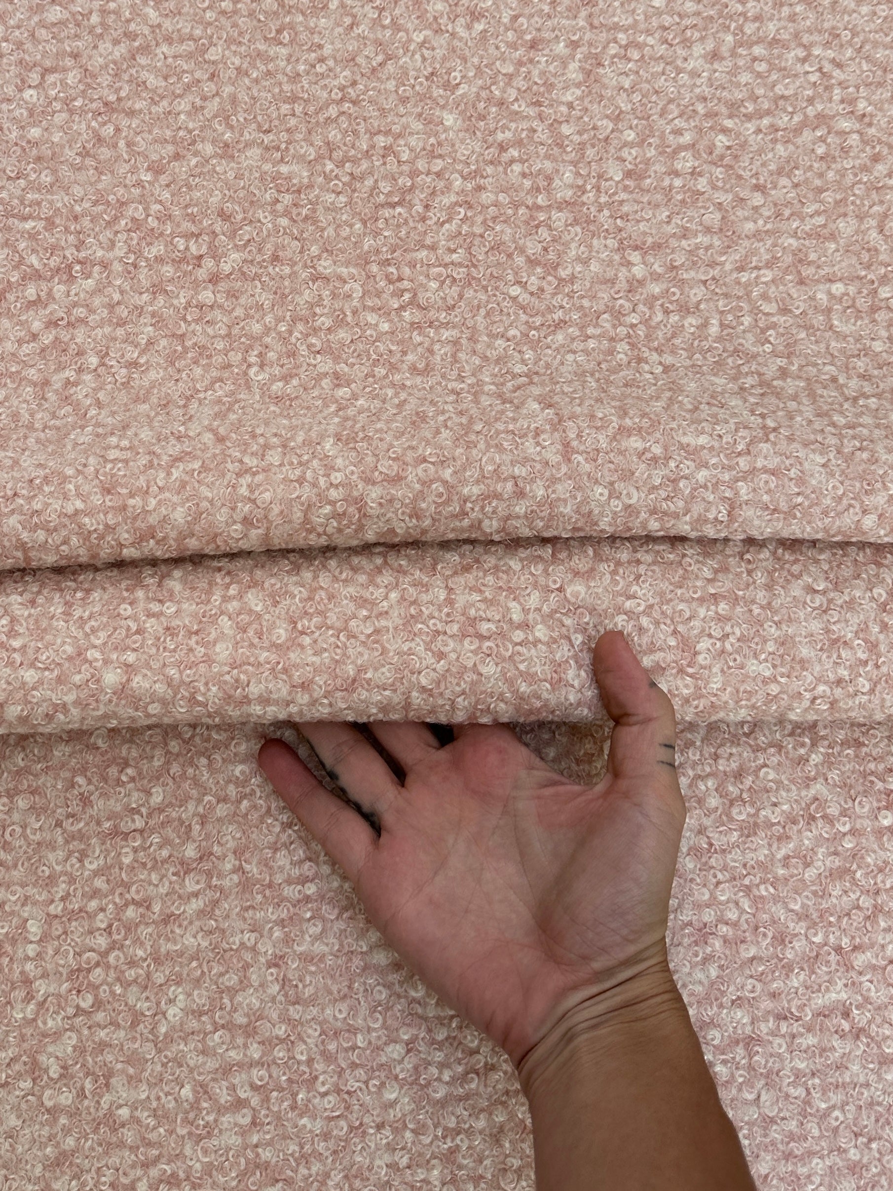 blush pink Lamb Premium Faux Wool, pink Faux Wool, light pink Faux Wool, Faux Wool for jacket, premium Faux Wool, Faux Wool for winter, winter collection, Faux Wool on sale, Faux Wool in low price