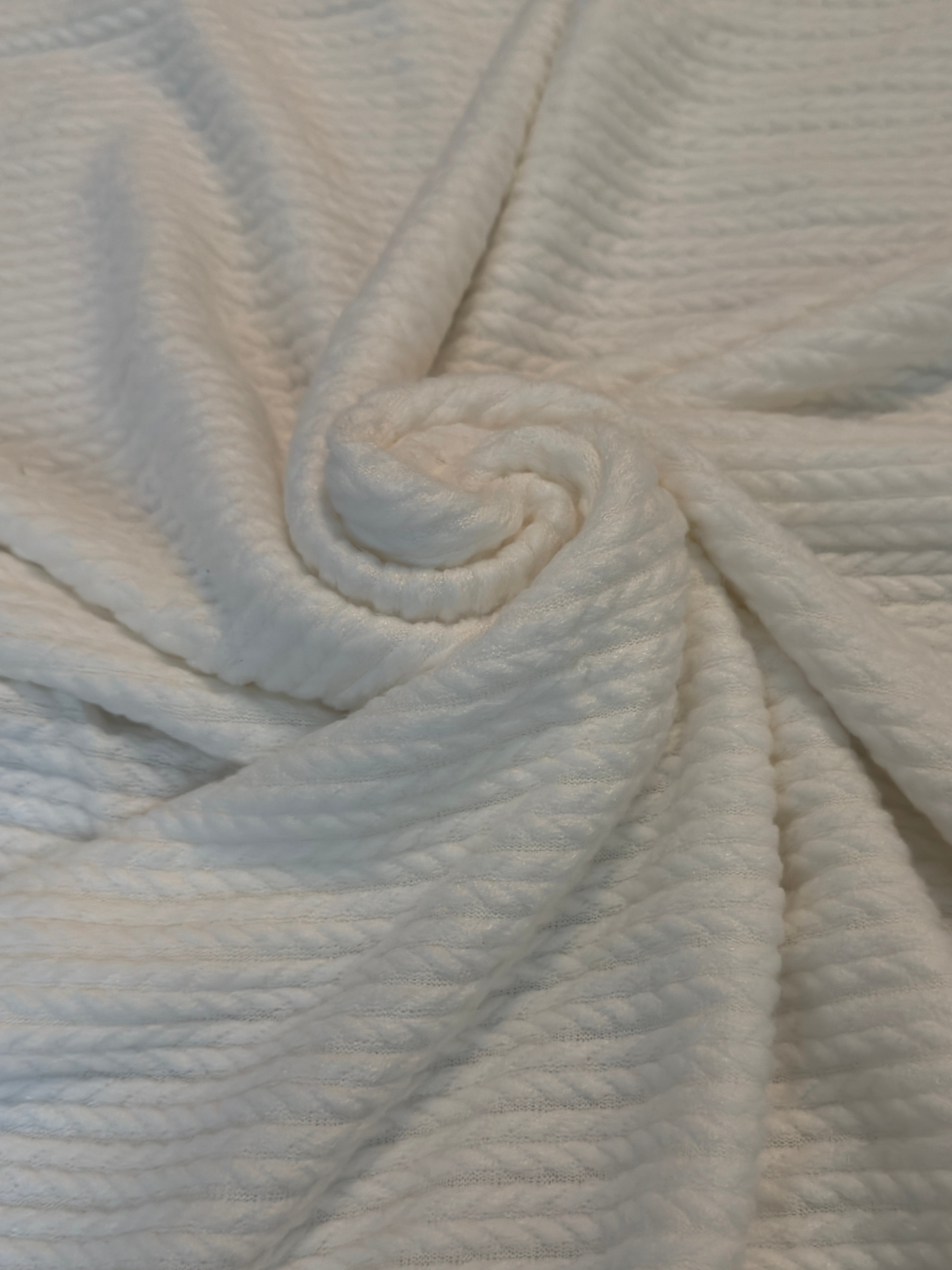 Milk White Buttery Soft Cable Textured Sweater Knit, Cable Knit Fabric, Cable Knit Material, Cable Knit Sweater Fabric, Chunky Cable Knit, Cable Knit Textile, Cable Knit Pattern Fabric, Soft Cable Knit