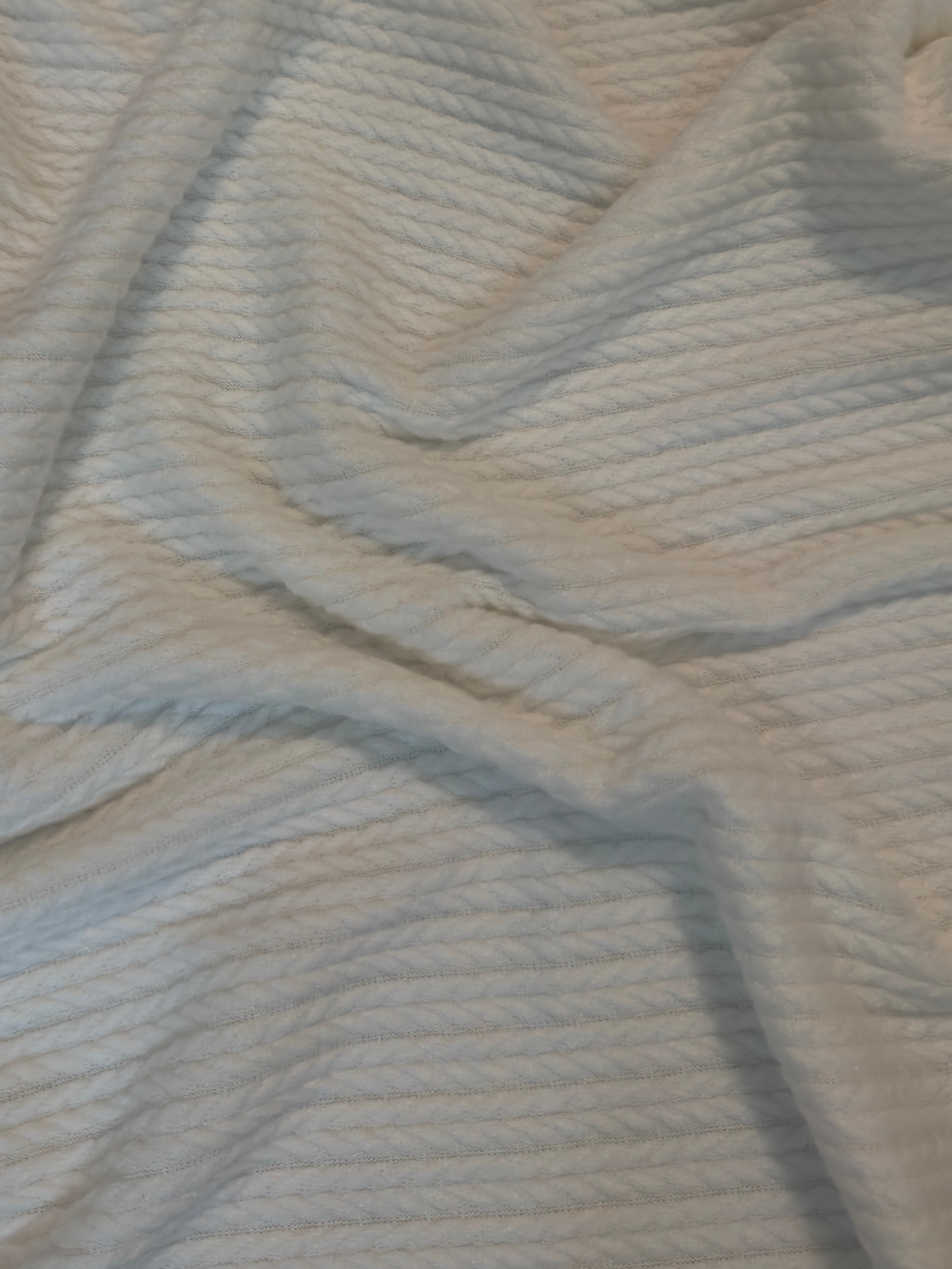 Milk White Buttery Soft Cable Textured Sweater Knit, Cable Knit Fabric, Cable Knit Material, Cable Knit Sweater Fabric, Chunky Cable Knit, Cable Knit Textile, Cable Knit Pattern Fabric, Soft Cable Knit
