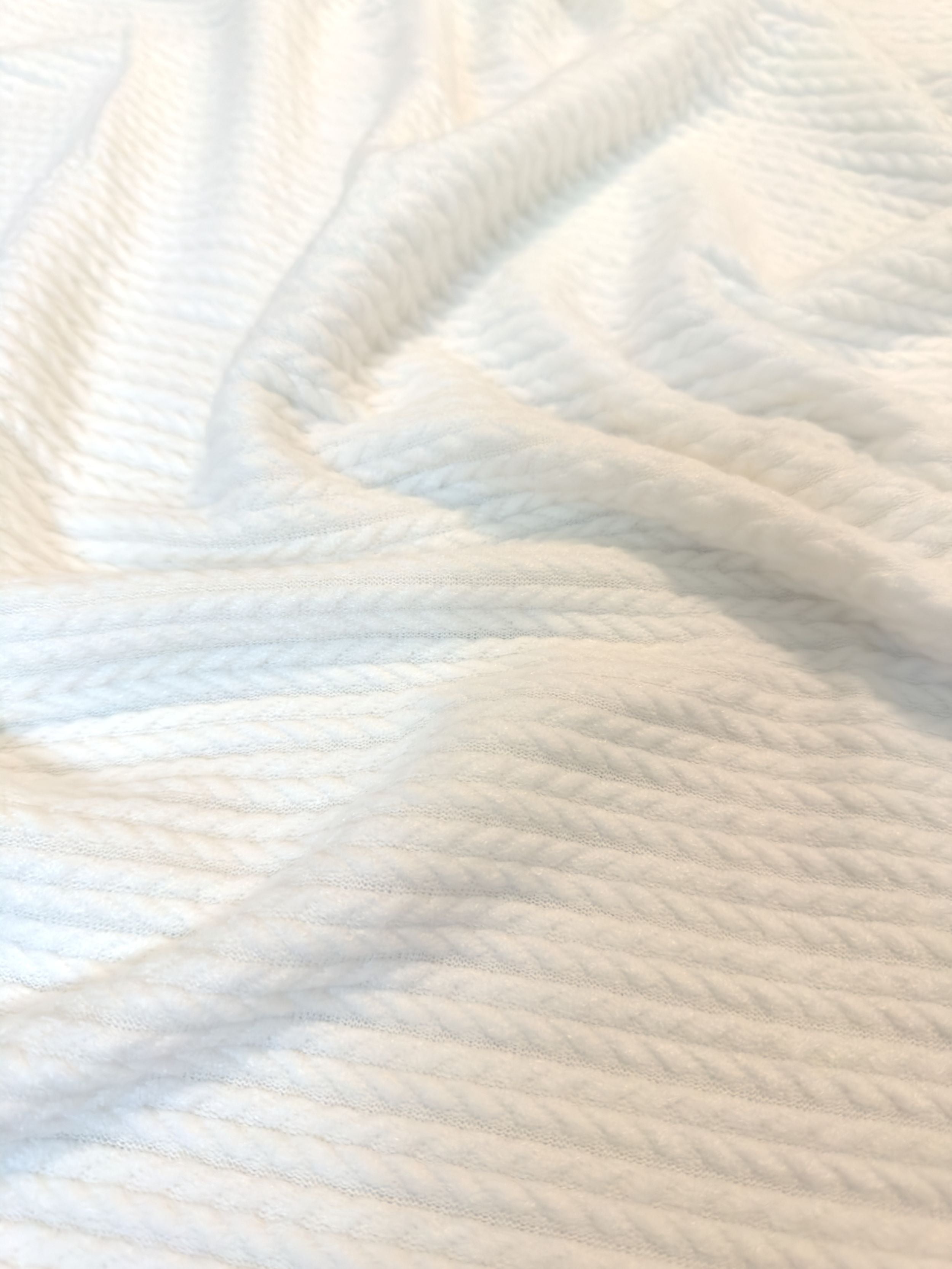 Milk White Buttery Soft Cable Textured Sweater Knit, Fabric Store, Sewing Store, Cheap Fabric Store, Kiki Textiles, Textile by the Yard