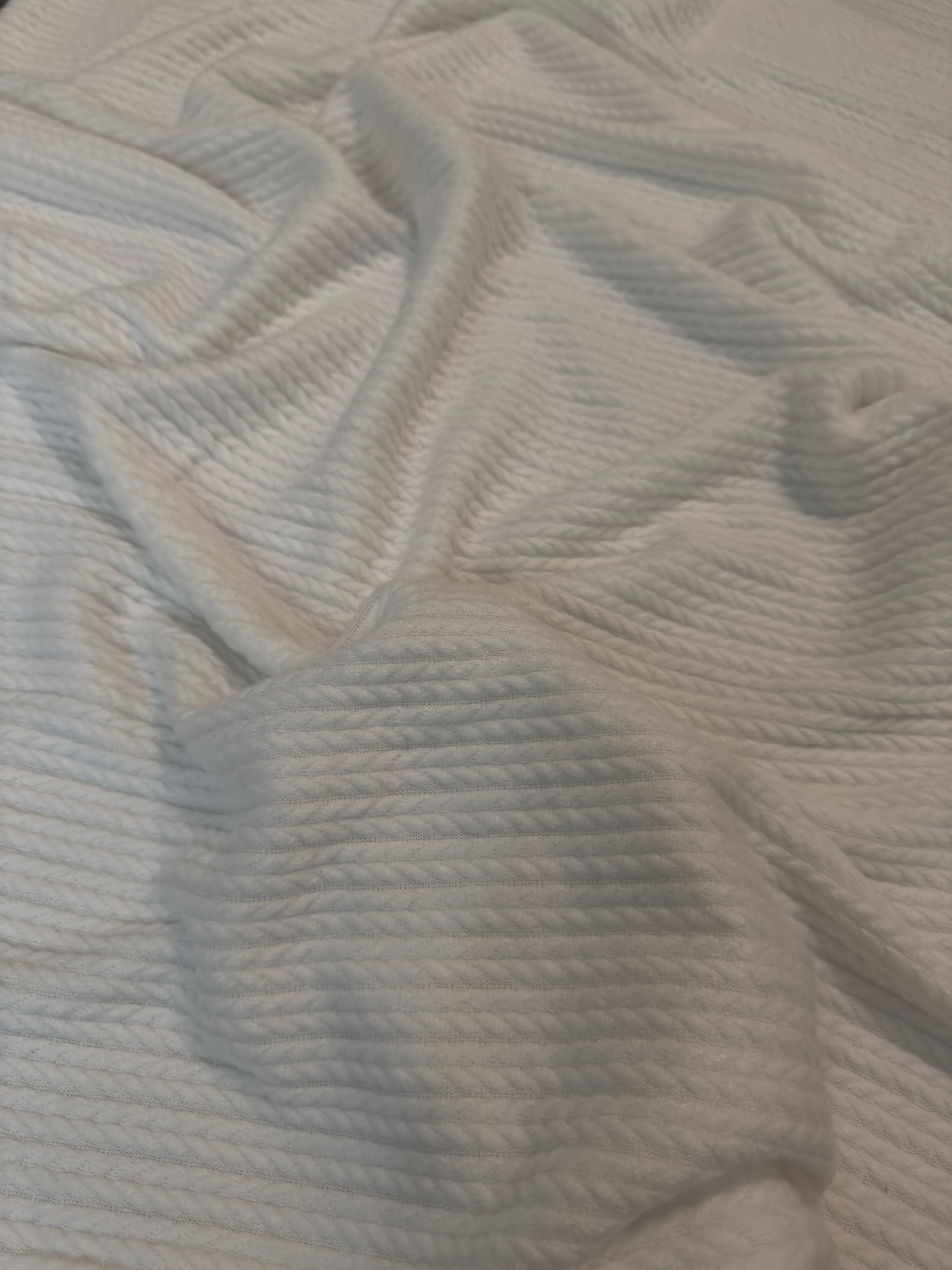 Milk White Buttery Soft Cable Textured Sweater Knit, Fabric Store, Sewing Store, Cheap Fabric Store, Kiki Textiles, Textile by the Yard
