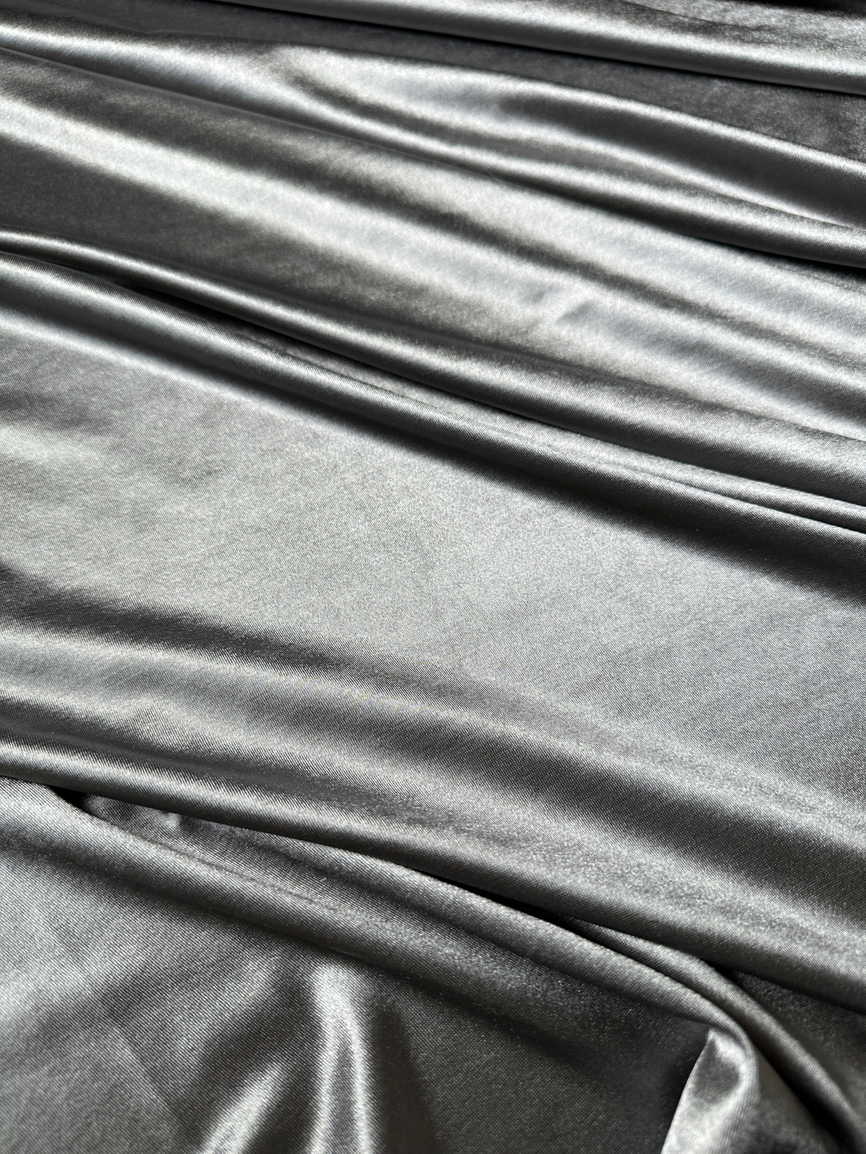 Silver Nylon Spandex, light silver nylon spandex, 4 Way Stretch nylon spandex, dark silver nylon spandex, shiny nylon spandex for woman, shiny nylon for bride, spandex for swim wear, premium spandex, spandex on sale, low price spandex