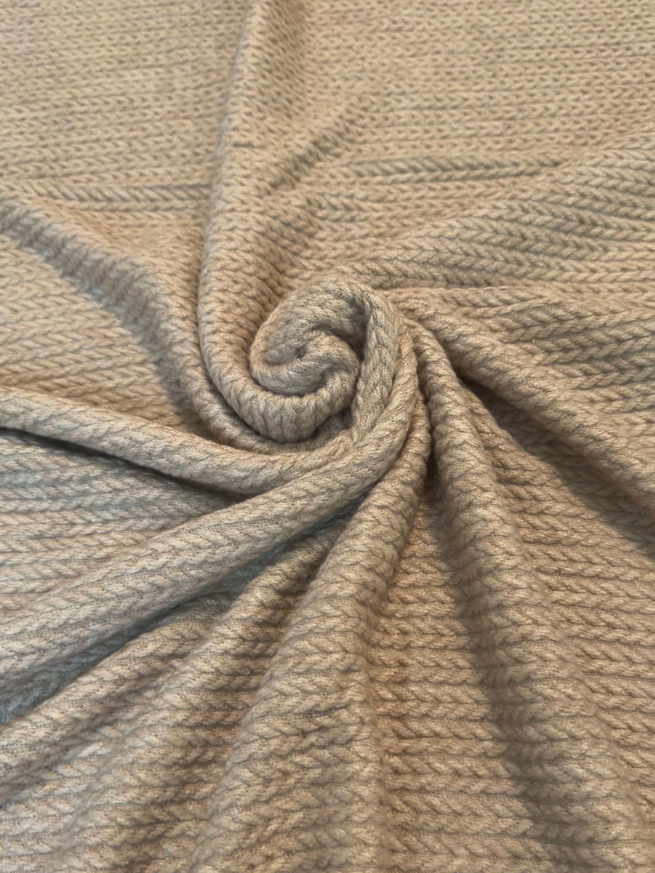 Oatmeal Buttery Soft Cable Textured Sweater Knit