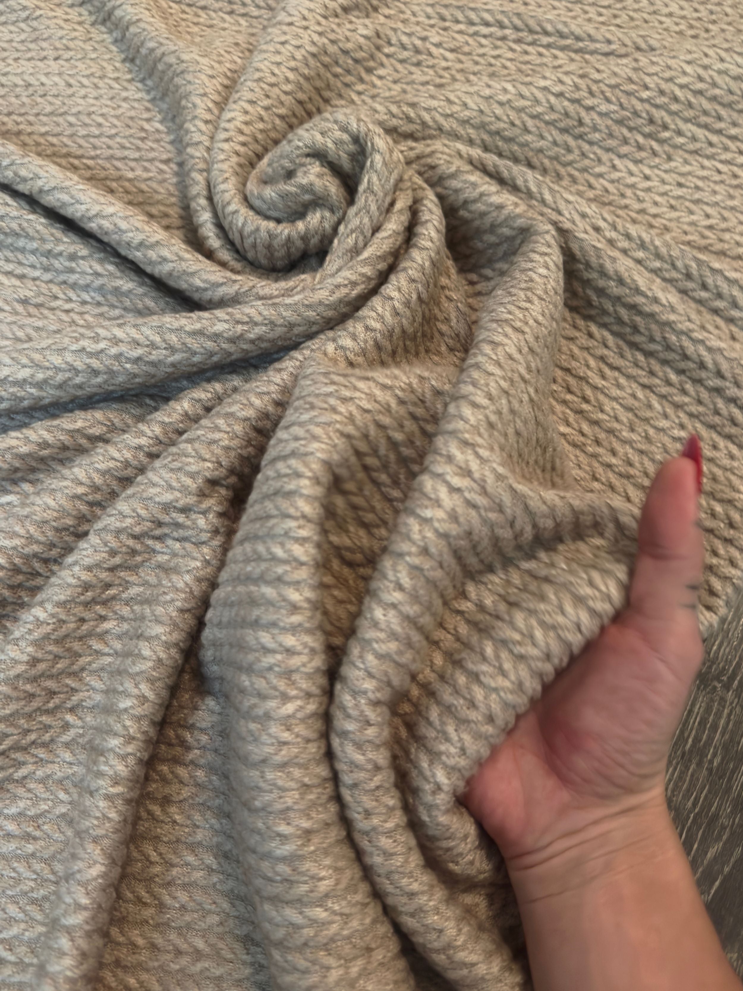 Oatmeal Buttery Soft Cable Textured Sweater Knit