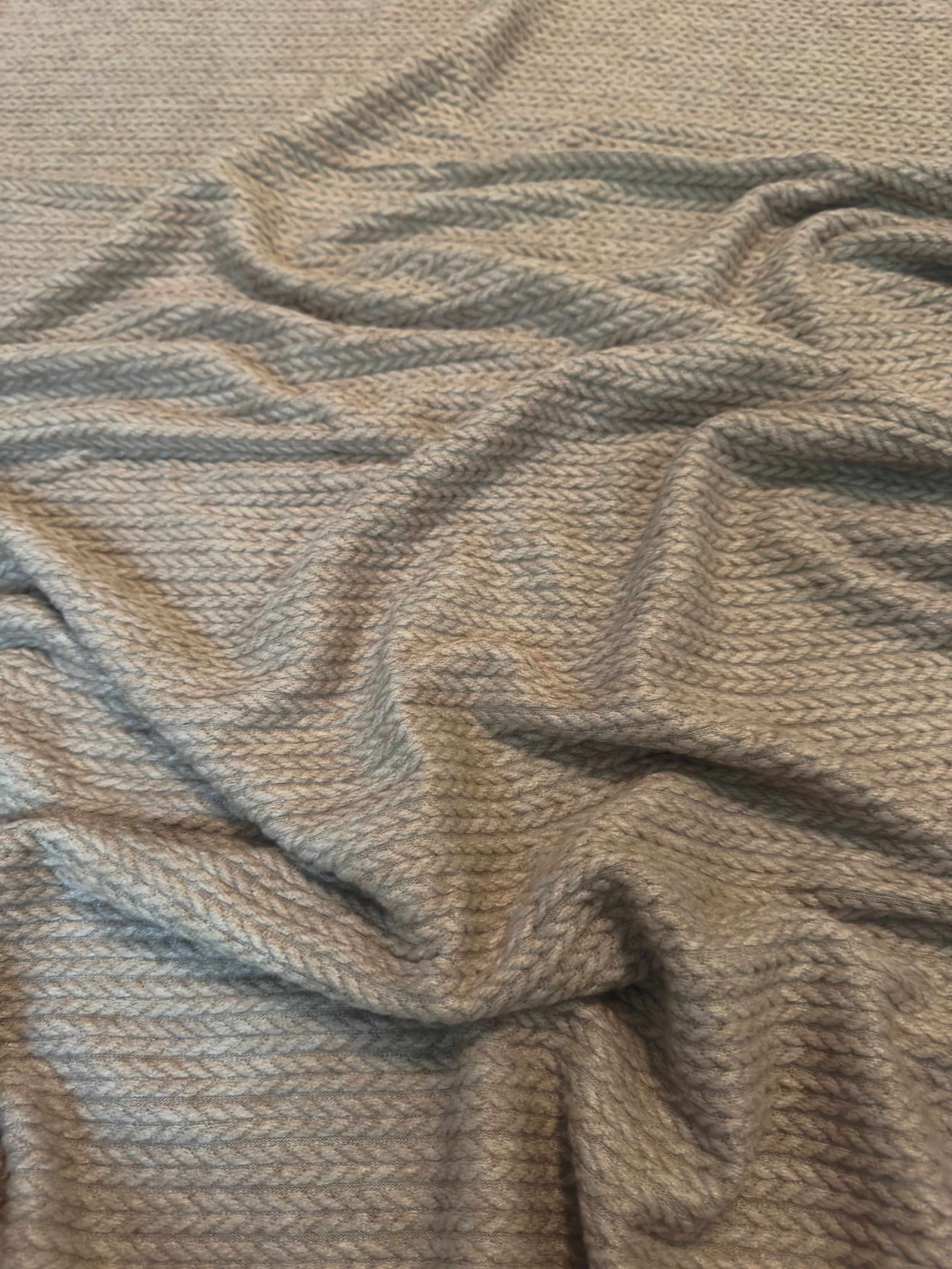 Oatmeal Buttery Soft Cable Textured Sweater Knit