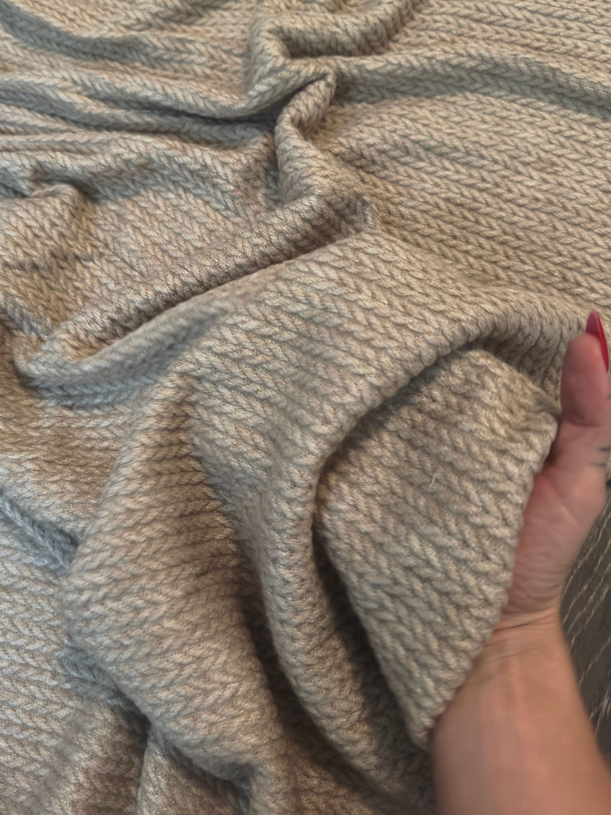 Oatmeal Buttery Soft Cable Textured Sweater Knit