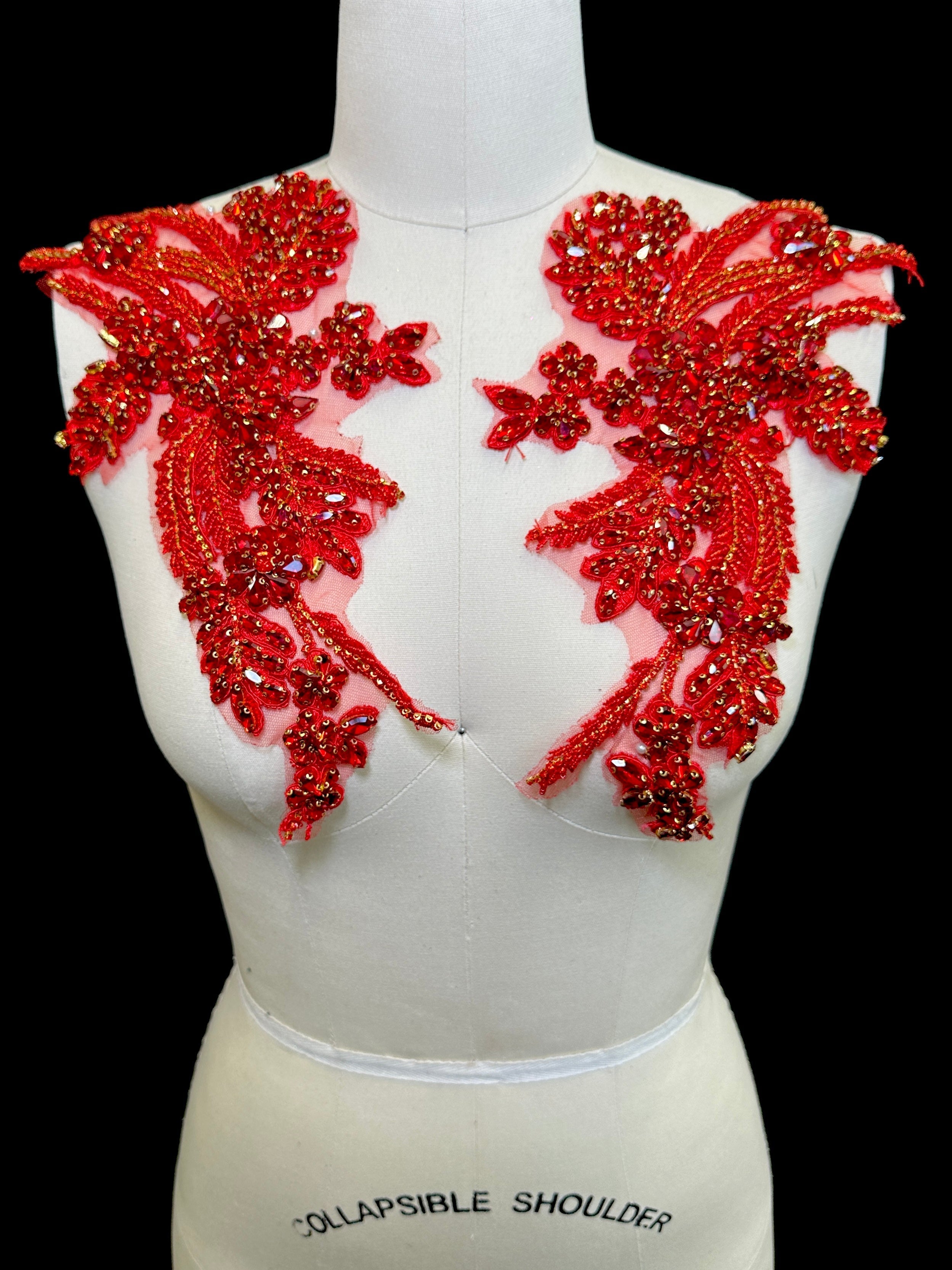 Gina Red Pair Rhinestone Applique, sparkle crystal bodice, silver rhinestone applique, rhinestone bodice for woman, rhinestone bodice ,rhinestone beads, rhinestone applique, rhinestone applications, rhinestone, luxurious dress, flawless dress fabric, embellishment for dress, diy dress, decoration for dress, crystal applique for dresses, crafts for dress, bridal dress rhinestone, beaded mesh sequin bodice, beaded mesh fabric for dress, beaded bodice for dress, applique for gown, applique for dress