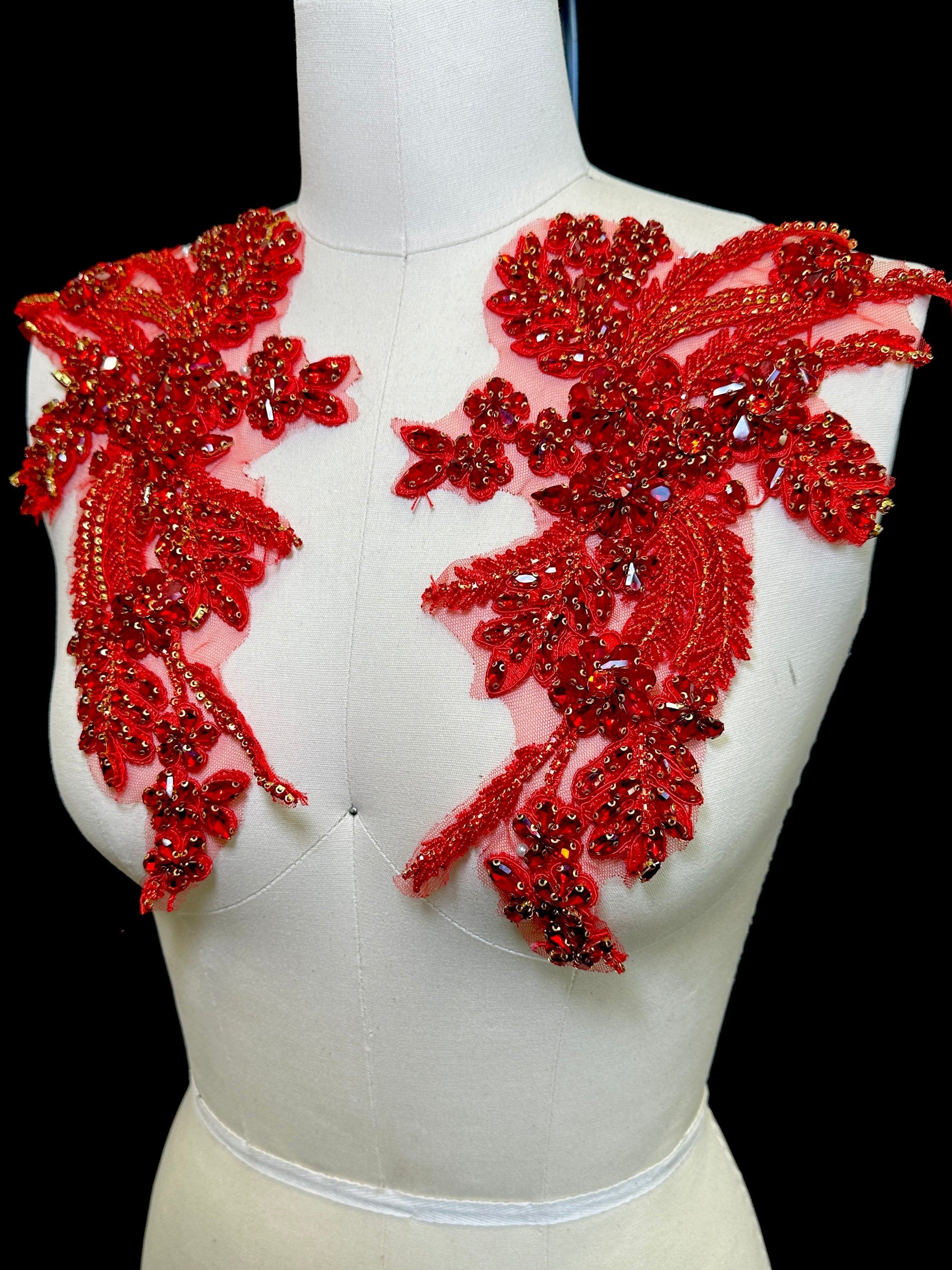 Gina Red Pair Rhinestone Applique, sparkle crystal bodice, silver rhinestone applique, rhinestone bodice for woman, rhinestone bodice ,rhinestone beads, rhinestone applique, rhinestone applications, rhinestone, luxurious dress, flawless dress fabric, embellishment for dress, diy dress, decoration for dress, crystal applique for dresses, crafts for dress, bridal dress rhinestone, beaded mesh sequin bodice, beaded mesh fabric for dress, beaded bodice for dress, applique for gown, applique for dress