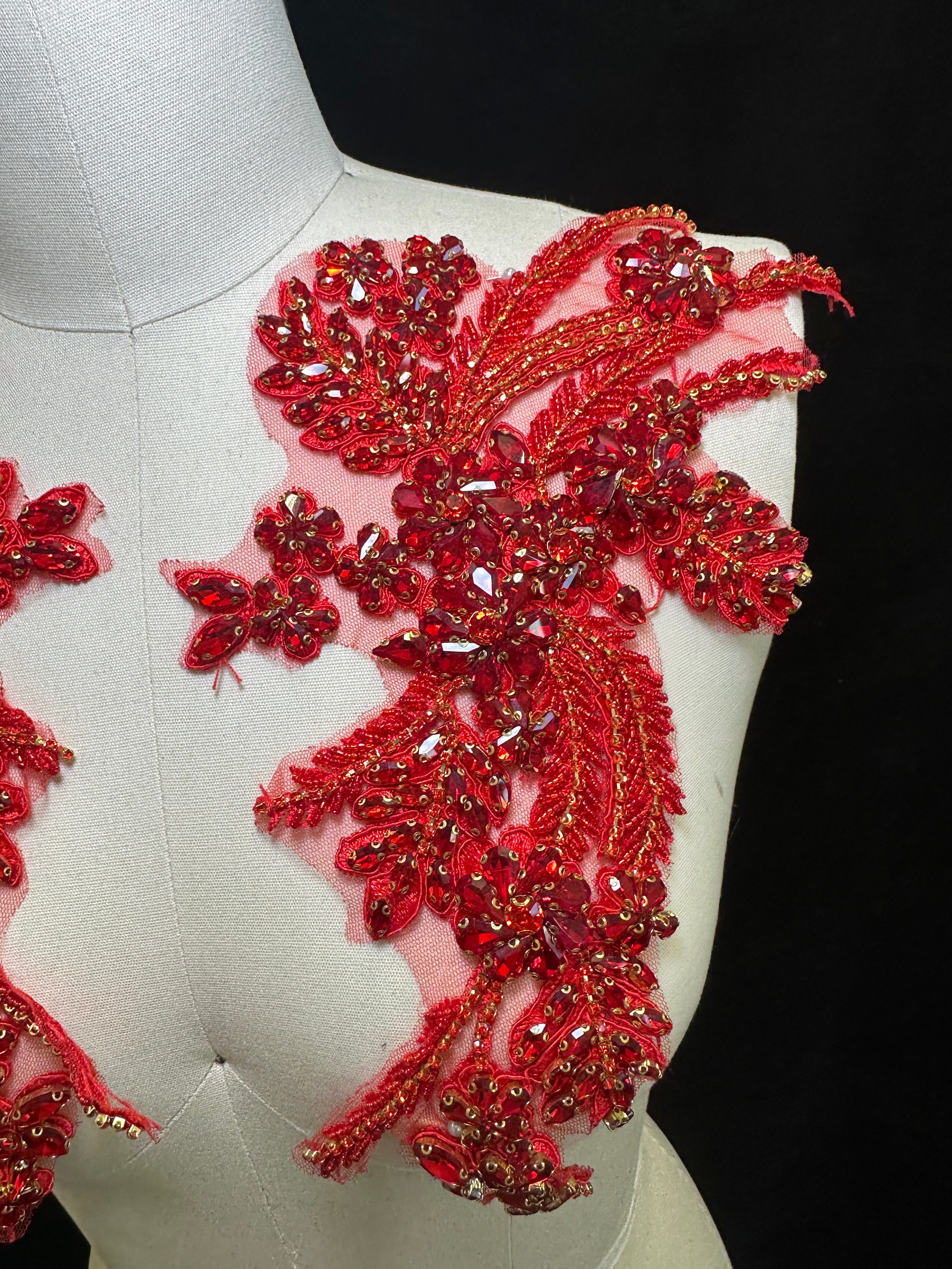 Gina Red Pair Rhinestone Applique, sparkle crystal bodice, silver rhinestone applique, rhinestone bodice for woman, rhinestone bodice ,rhinestone beads, rhinestone applique, rhinestone applications, rhinestone, luxurious dress, flawless dress fabric, embellishment for dress, diy dress, decoration for dress, crystal applique for dresses, crafts for dress, bridal dress rhinestone, beaded mesh sequin bodice, beaded mesh fabric for dress, beaded bodice for dress, applique for gown, applique for dress