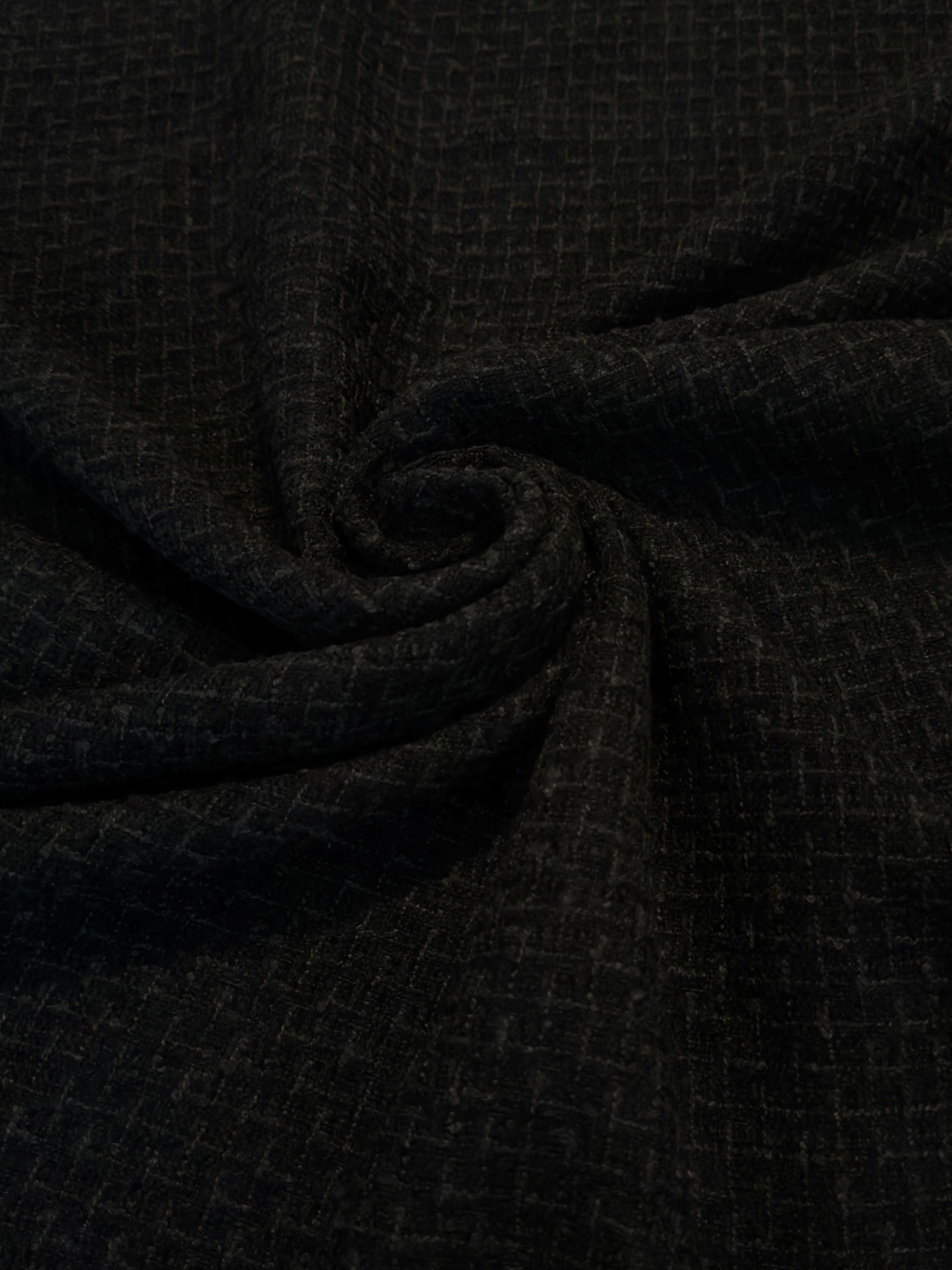 Black Chenille Tweed, Fabric Store, Sewing Store, Cheap Fabric Store, Kiki Textiles, Textile by the Yard