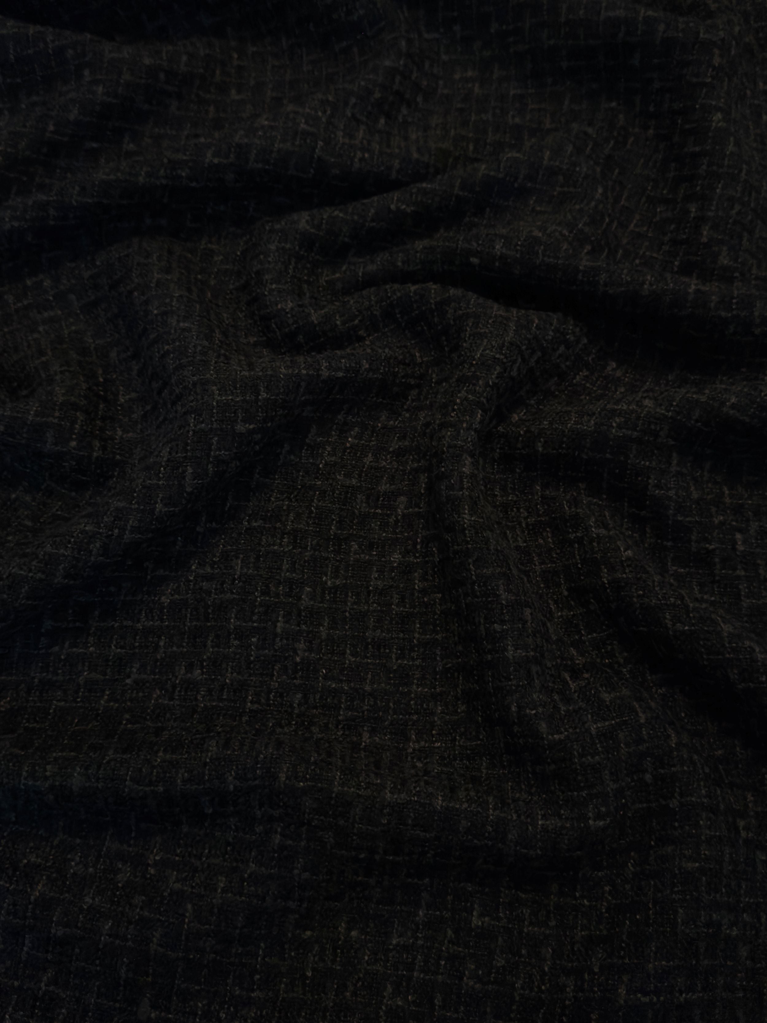 Black Chenille Tweed, Tweed Upholstery Fabric, Chenille Textured Fabric, Soft Tweed Material, Woven Chenille Fabric, Heavy Tweed Fabric, Designer Tweed Fabric

