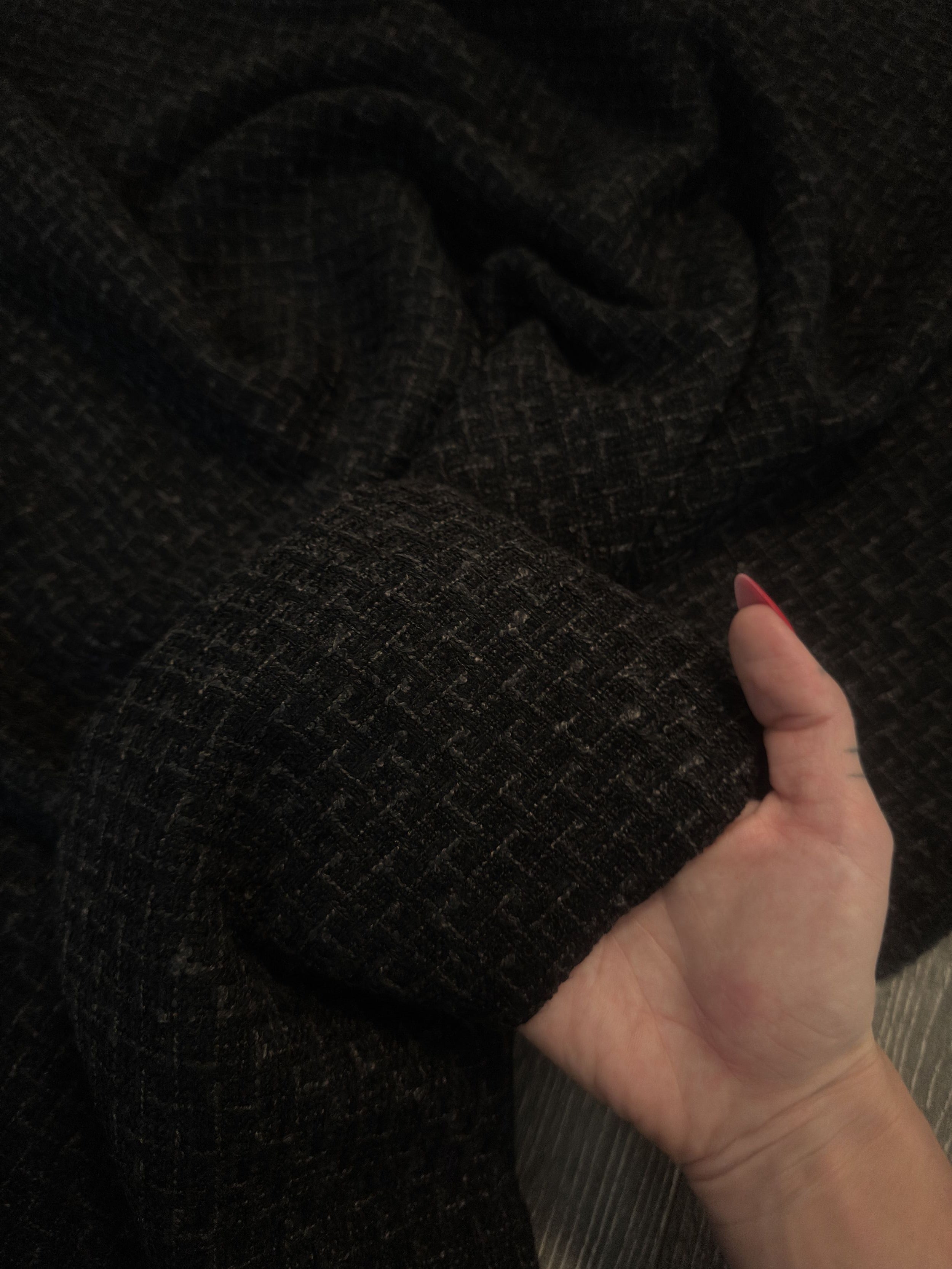 Black Chenille Tweed, Fabric Store, Sewing Store, Cheap Fabric Store, Kiki Textiles, Textile by the Yard