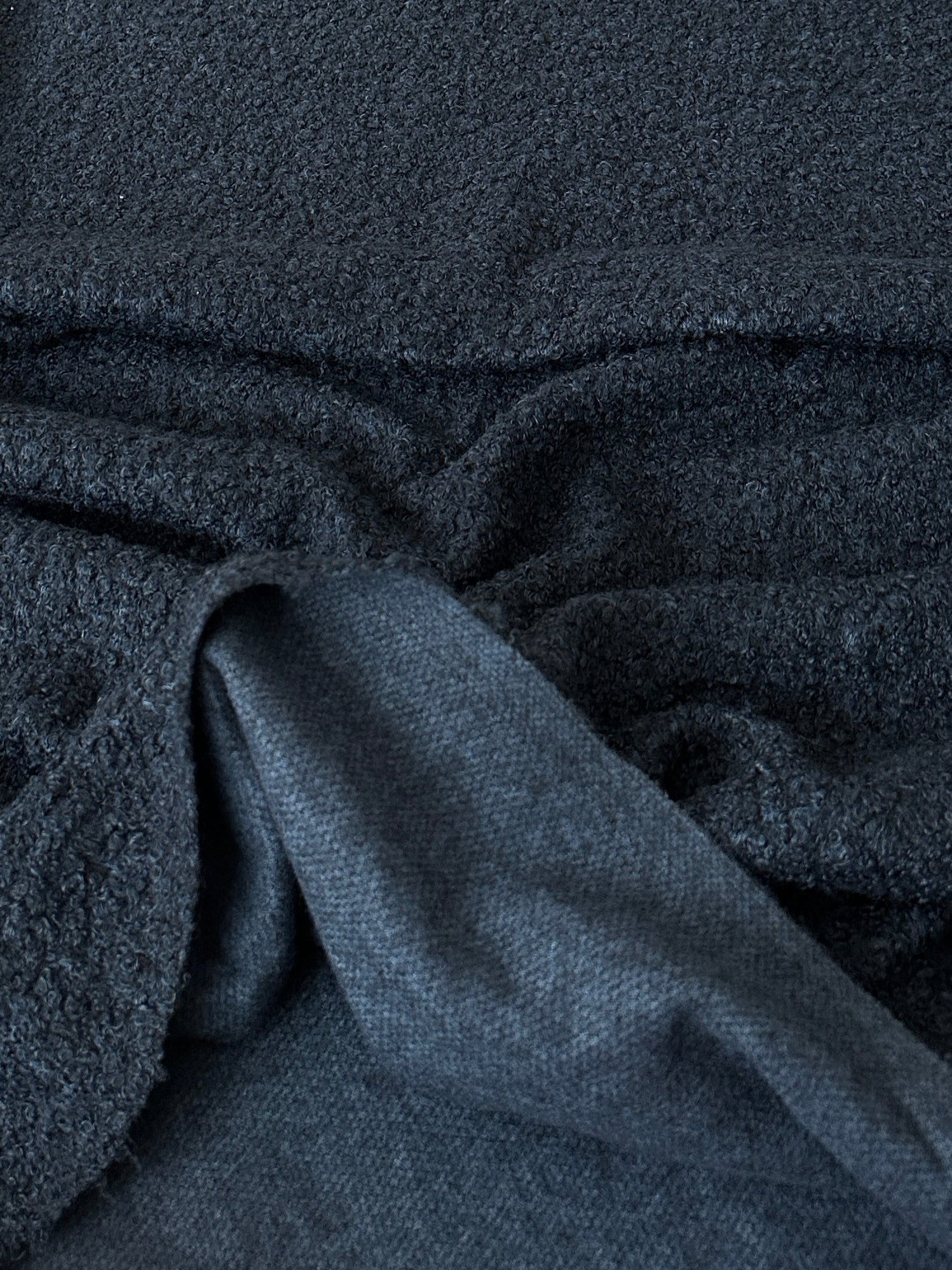 navy Lamb Premium Faux Wool, blue Faux Wool, dark blue Faux Wool, Faux Wool for jacket, premium Faux Wool, Faux Wool for winter, winter collection, Faux Wool on sale, Faux Wool in low price