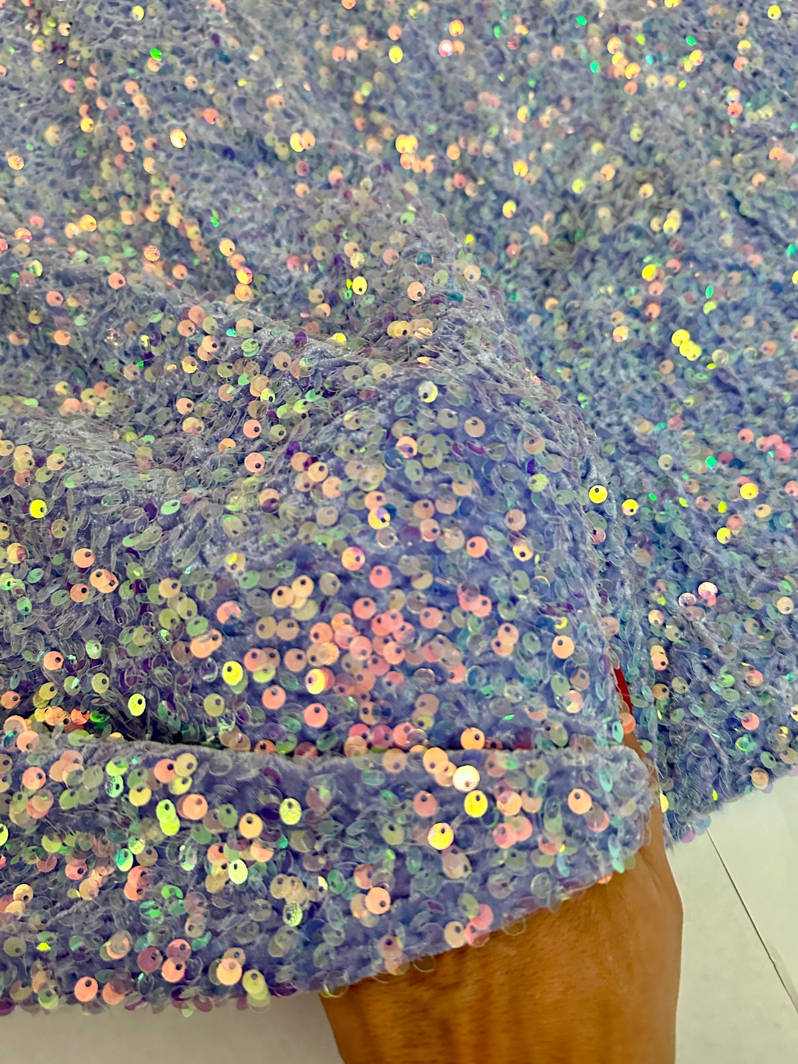 Iridescent Lavender Sequins Velvet, Velvet Material, Velvet Fabric, Velour Fabric Sale, Velvet Fabric Online, Stretch Velvet Spandex, Plush Velvet