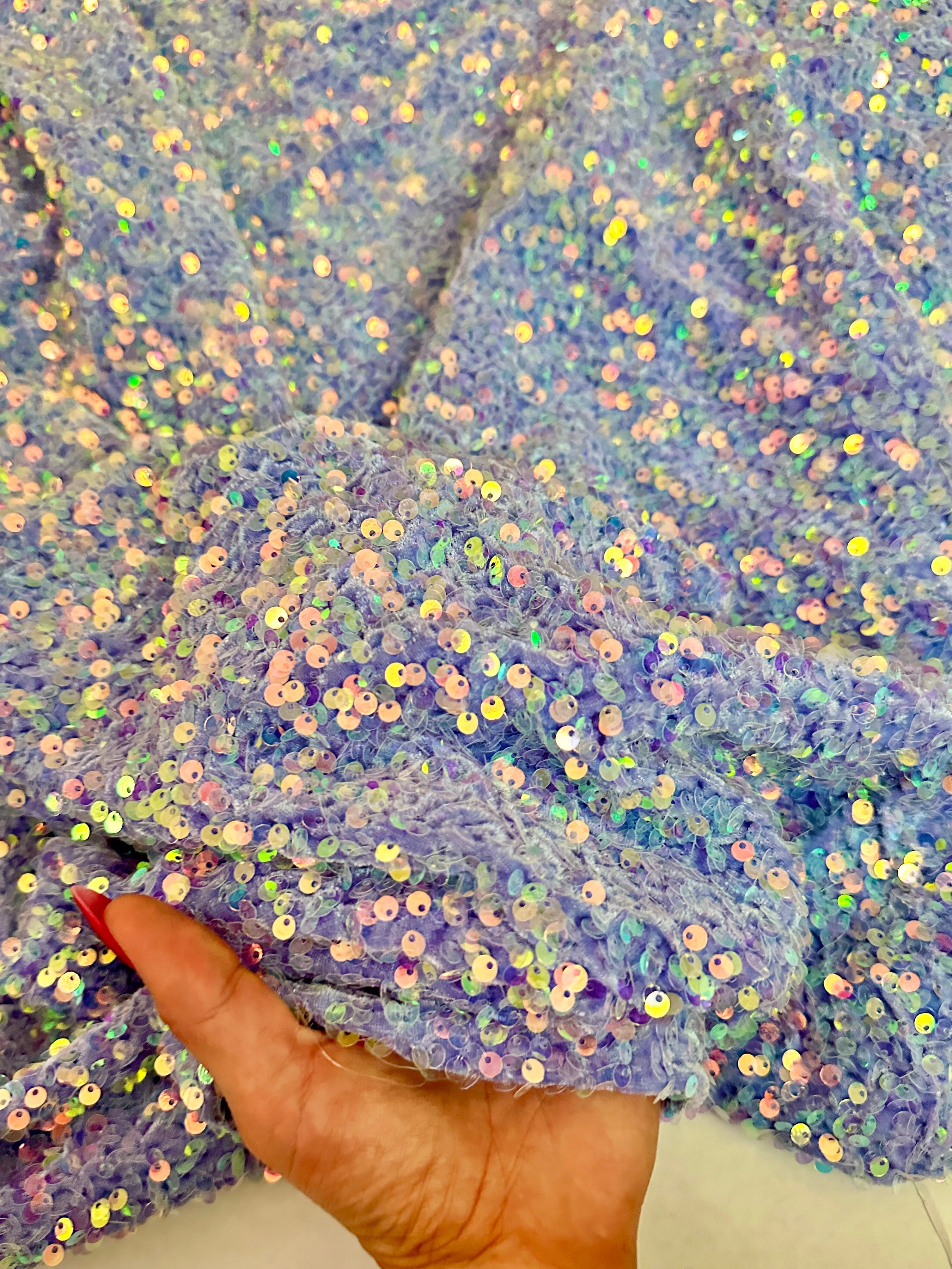 Iridescent Lavender Sequins Velvet, Fabric Store, Sewing Store, Cheap Fabric Store, Kiki Textiles, Textile by the Yard