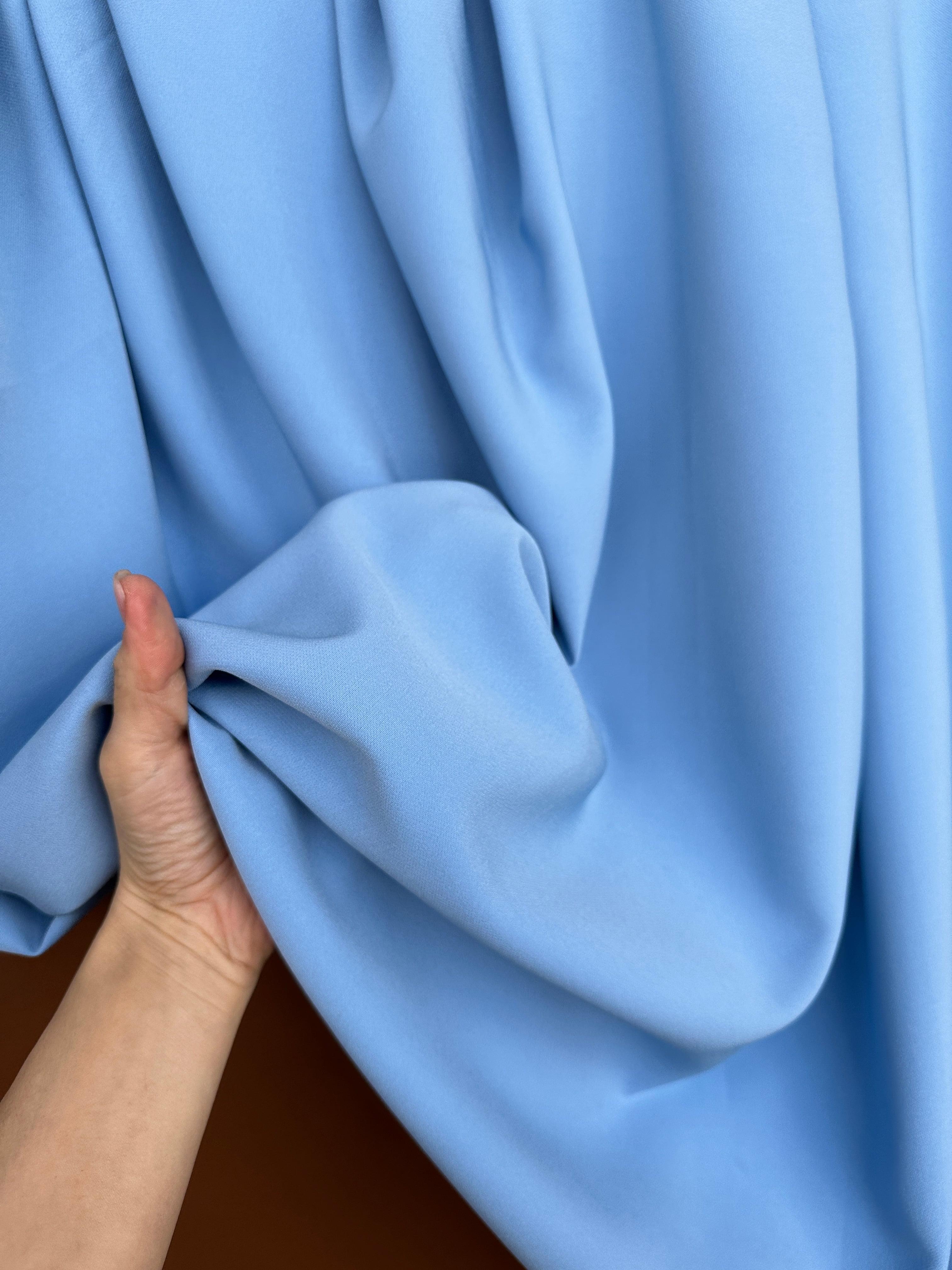 baby blue stretch crepe, Aqua Blue Stretch Crepe, blue stretch crepe, light blue stretch crepe, stretch crepe for woman, stretch crepe for bride,  crepe on discount, crepe in low price, crepe on sale, premium crepe, solid crepe, crepe, crepe fabric