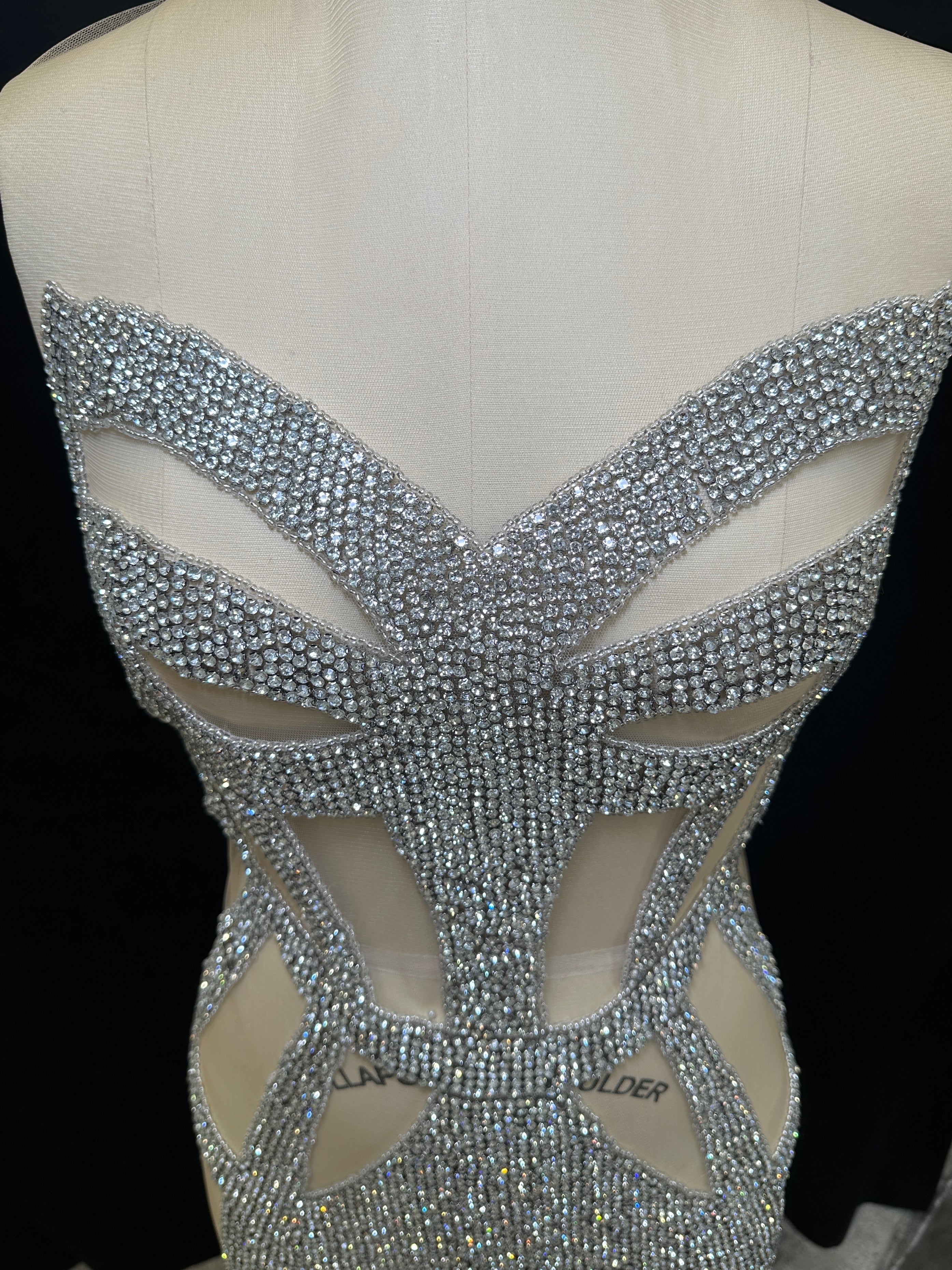 Adriana Rhinestone Bodice Applique, sparkle crystal bodice, silver rhinestone applique, rhinestone bodice for woman, rhinestone bodice ,rhinestone beads, rhinestone applique, rhinestone applications, rhinestone, luxurious dress, flawless dress fabric, embellishment for dress, diy dress, decoration for dress, crystal applique for dresses, crafts for dress, bridal dress rhinestone, beaded mesh sequin bodice, beaded mesh fabric for dress, beaded bodice for dress, applique for gown, applique for dress