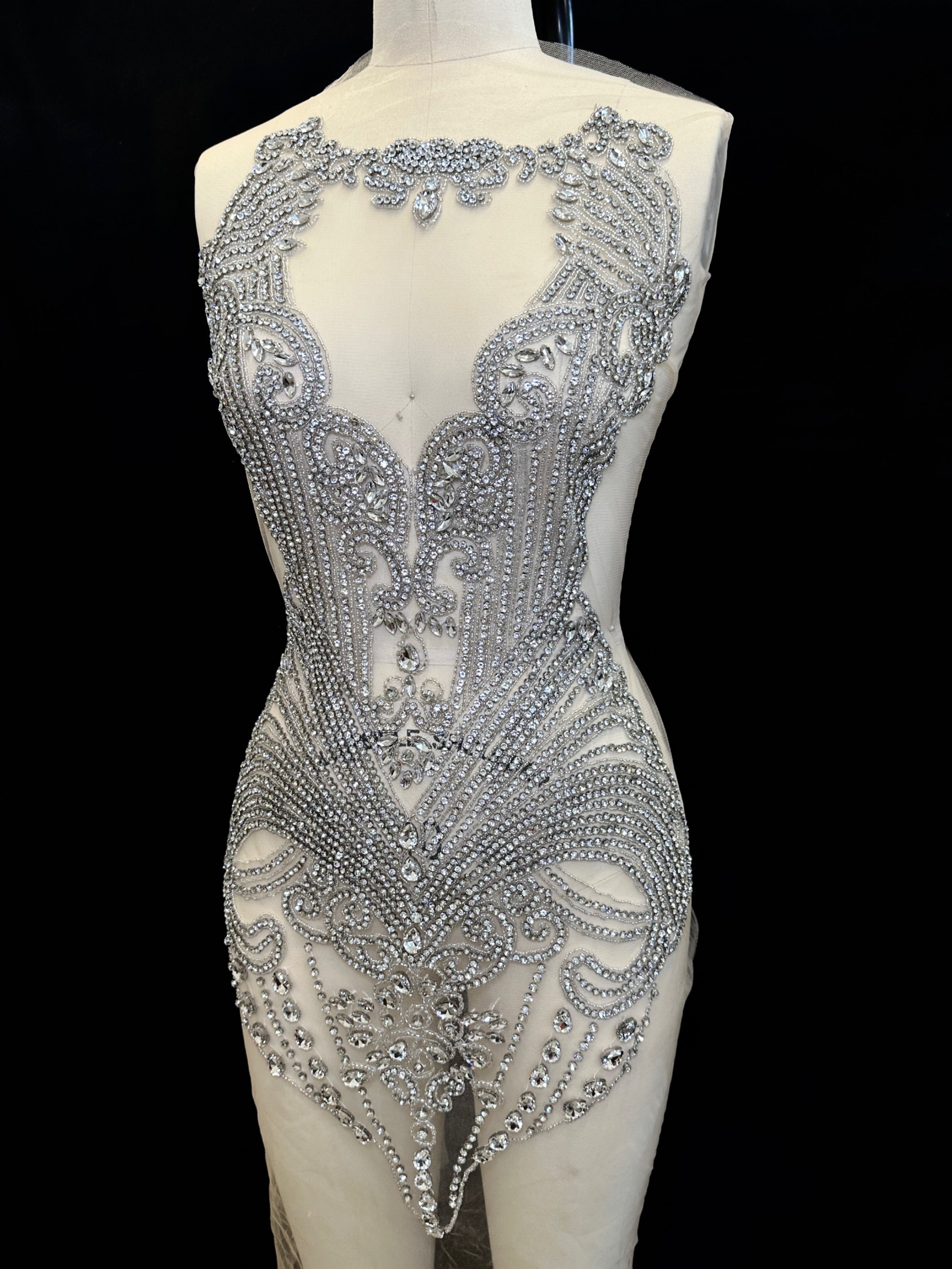 Gigi Rhinestone Bodice Applique, sparkle crystal bodice, silver rhinestone applique, rhinestone bodice for woman, rhinestone bodice ,rhinestone beads, rhinestone applique, rhinestone applications, rhinestone, luxurious dress, flawless dress fabric, embellishment for dress, diy dress, decoration for dress, crystal applique for dresses, crafts for dress, bridal dress rhinestone, beaded mesh sequin bodice, beaded mesh fabric for dress, beaded bodice for dress, applique for gown, applique for dress