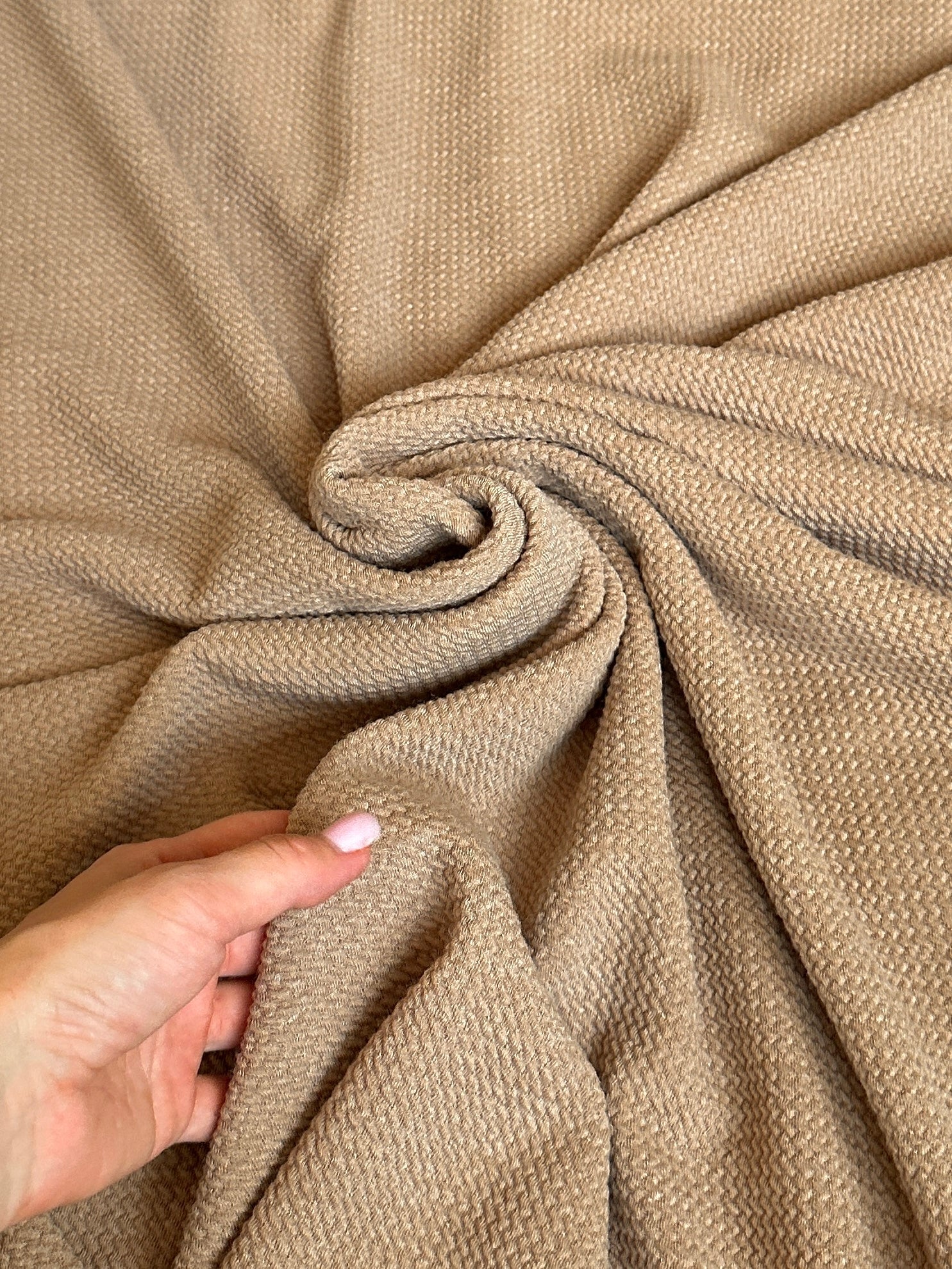  khaki liverpool knit, light brown liverpool knit, knit for woman, knit for bride, knit on discount, knit on sale, knit for gown, liverpool knit for party wear, premium liverpool knit, kiki textile liverpool knit
