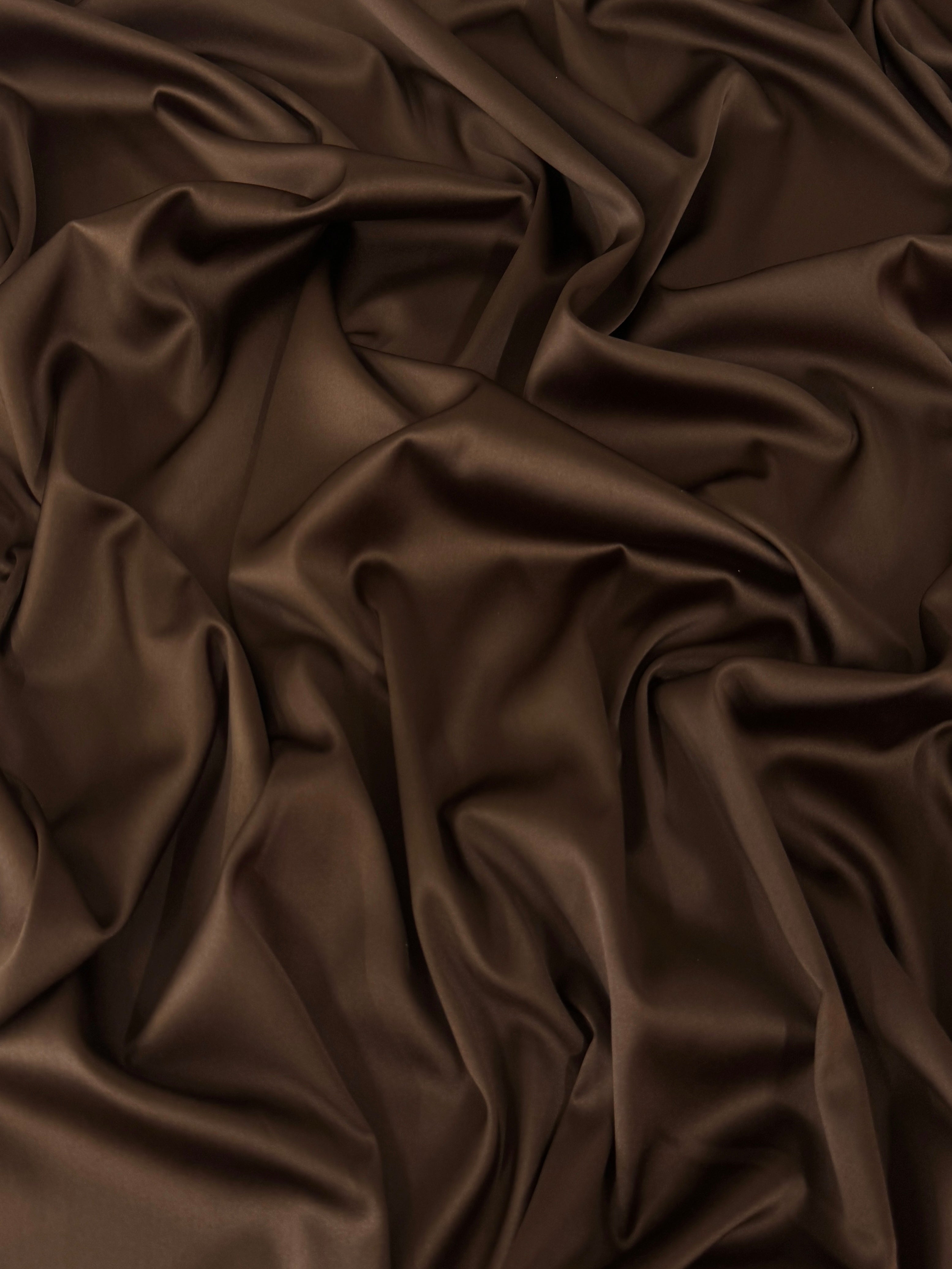 Chocolate Brown Stretch Crepe Back Satin, online textile store, sewing, fabric store, sewing store, cheap fabric store, kiki textiles