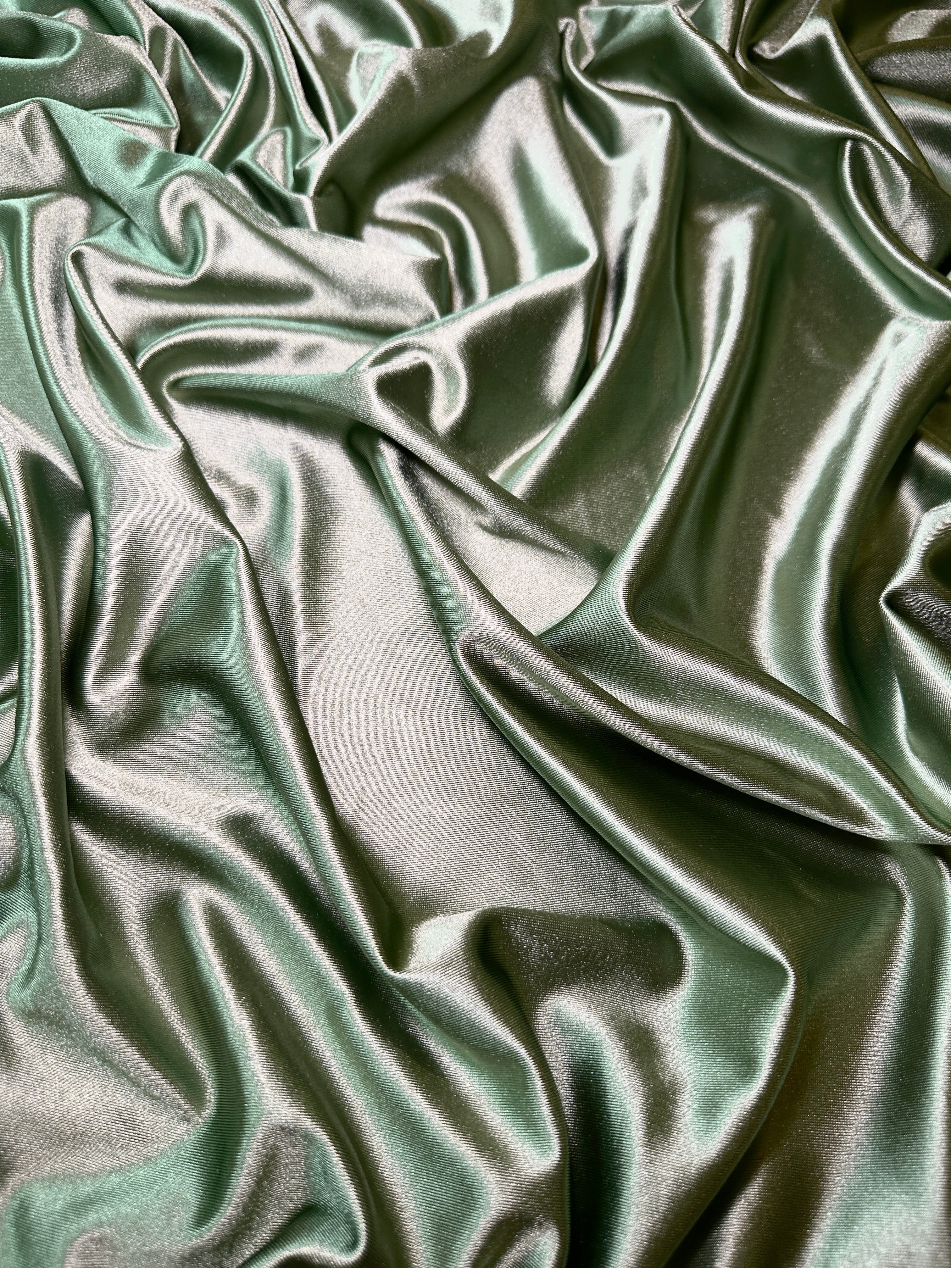 Sage Green Shiny Nylon Spandex, Sage Green Spandex, Nylon Spandex, Shiny Spandex, Stretch Fabric, 4 way stretch fabric, Fabric on Sale, Activewear Fabric, Polyester Fabric