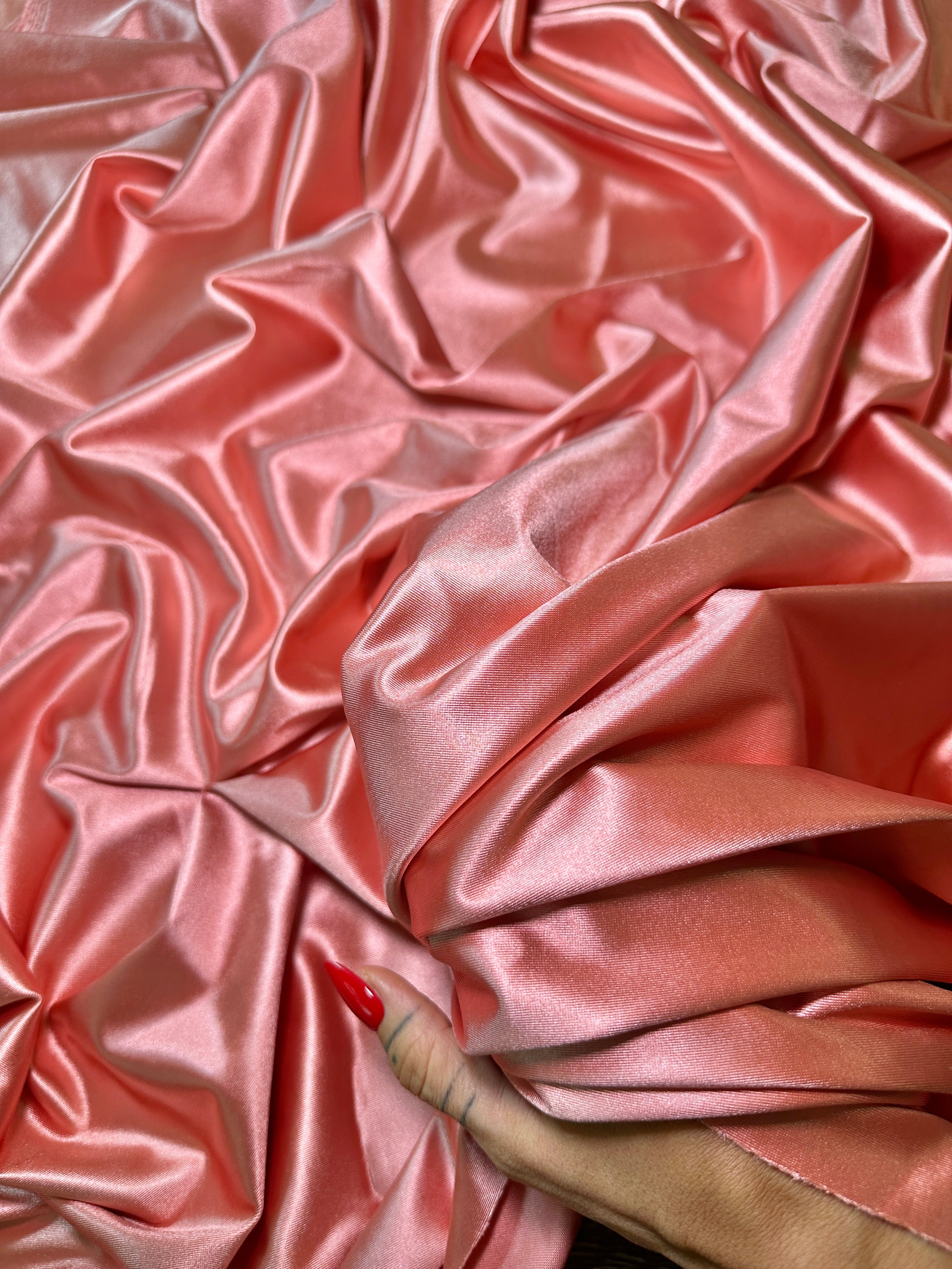 Salmon Shiny Nylon Spandex, Fabric Store, Sewing Store, Cheap Fabric Store, Kiki Textiles, Textile by the Yard