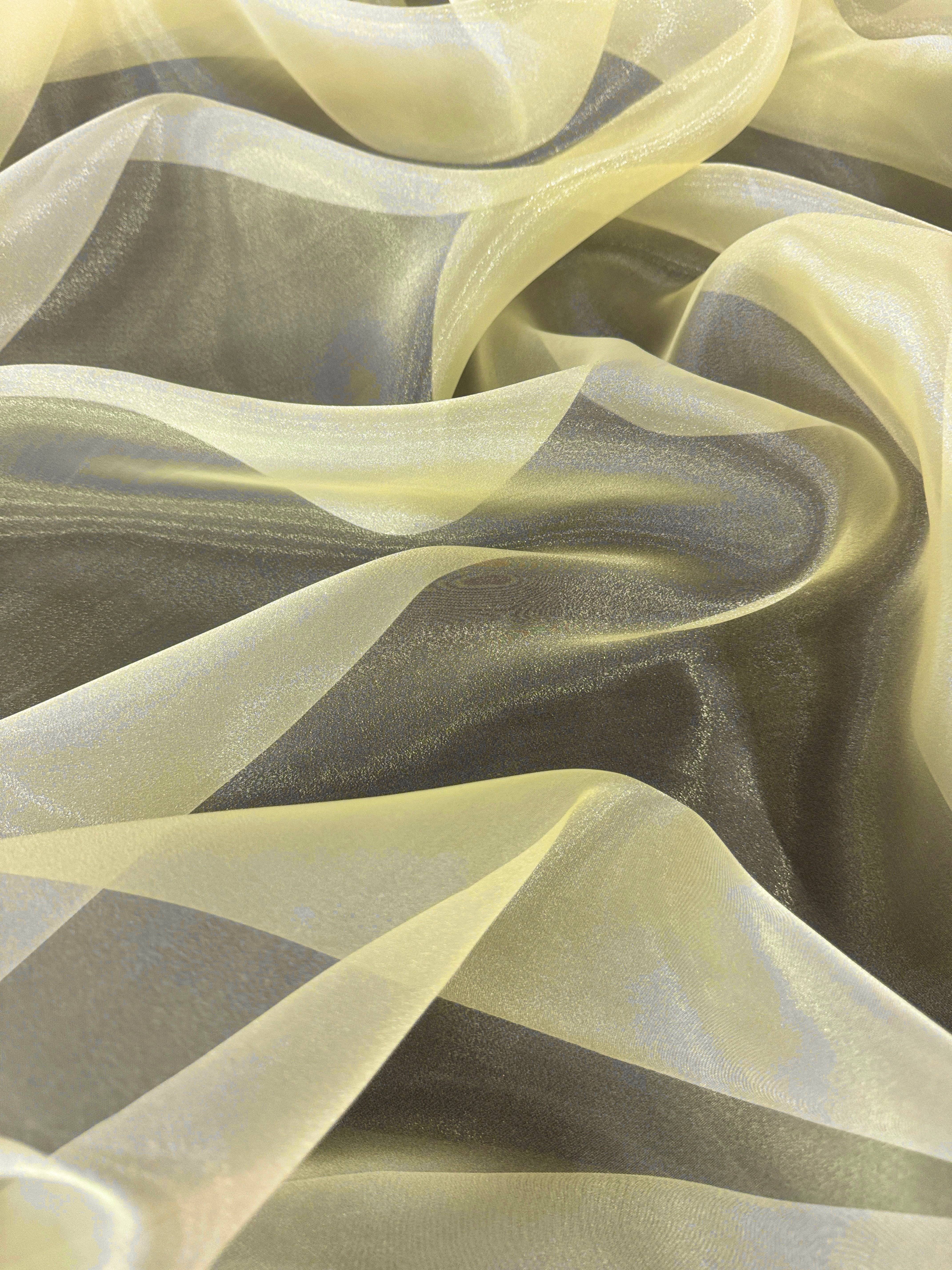 Banana Yellow Crystal Organza, Yellow crystal chiffon, Yellow organza, crystal chiffon, Yellow crystal chiffon for woman, chiffon for bride, premium chiffon, chiffon in low price, chiffon for party wear, chiffon for gown