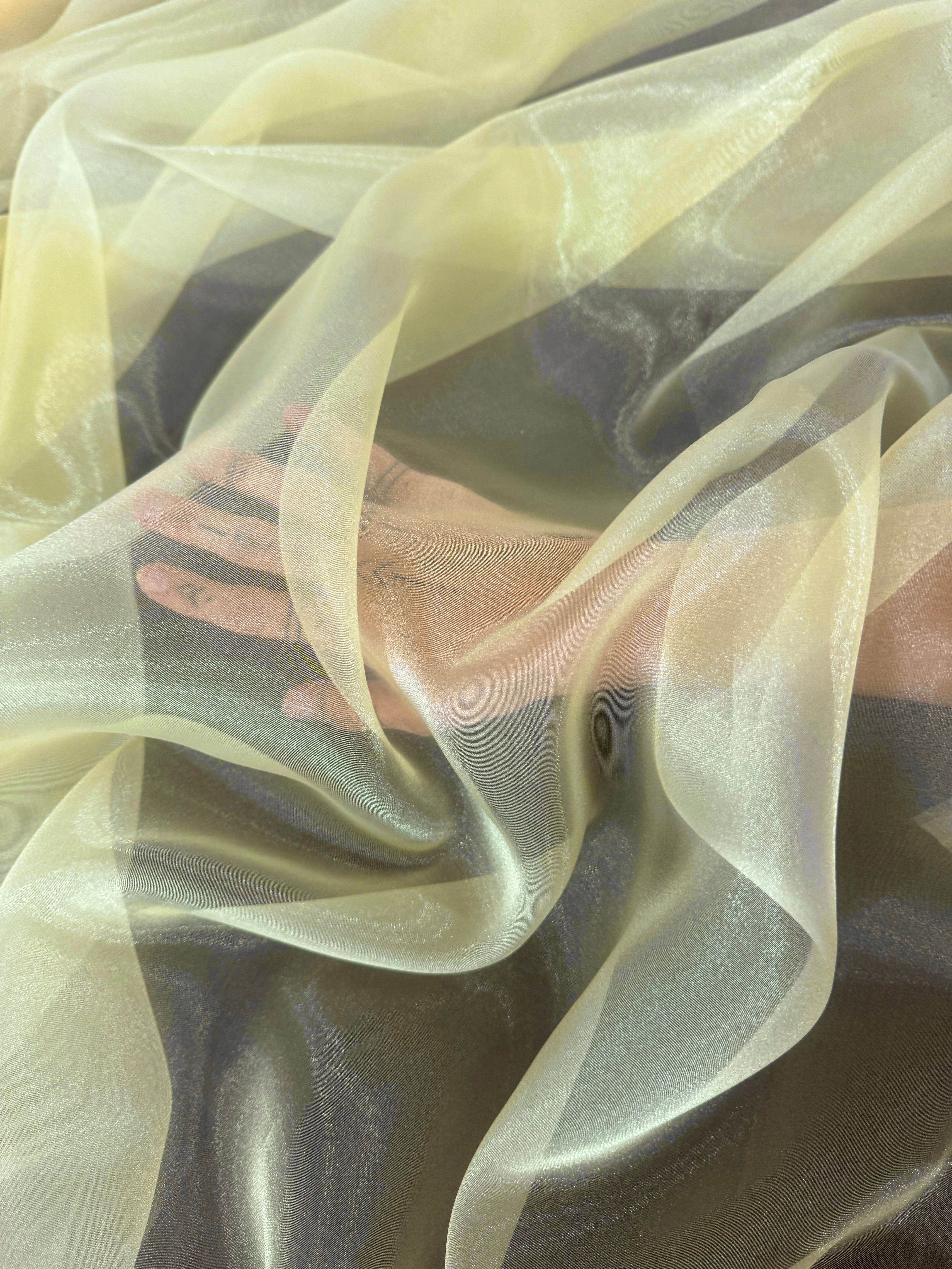Banana Yellow Crystal Organza, online textile store, sewing, fabric store, sewing store, cheap fabric store, kiki textiles