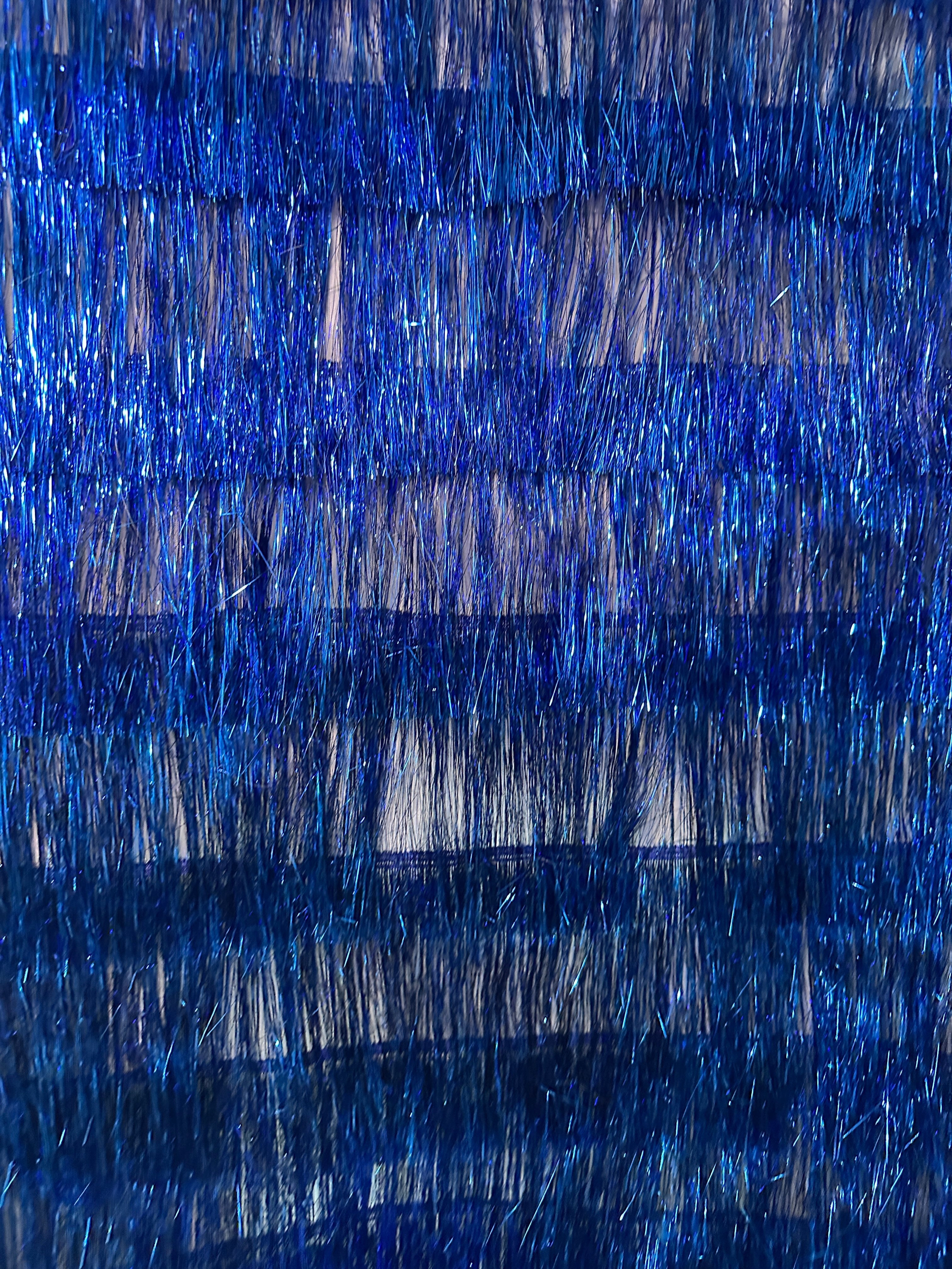 Royal Blue Fringe Metallic Mesh Base Fabric, Metallic Mesh Fabric, Mesh Base Fabric, Fashion Textile, Party Dress Material, Craft Fabric