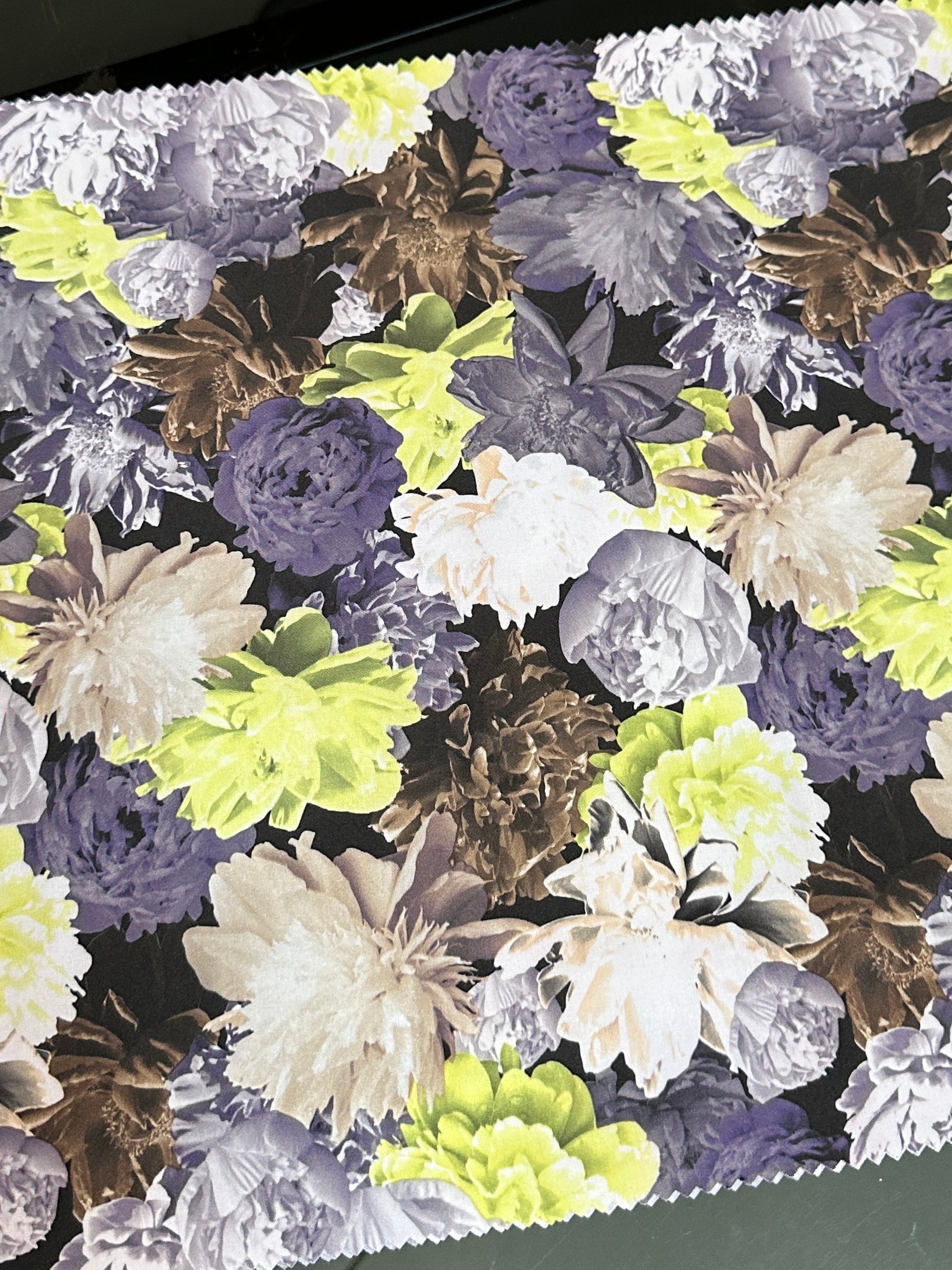 printed nylon spandex, 4 way stretch fabric, stretch nylon spandex, kikitextiles, onlinefabricstoreusa, yellow color fabric, blue color fabric, multicolor fabric, flower pattern fabric