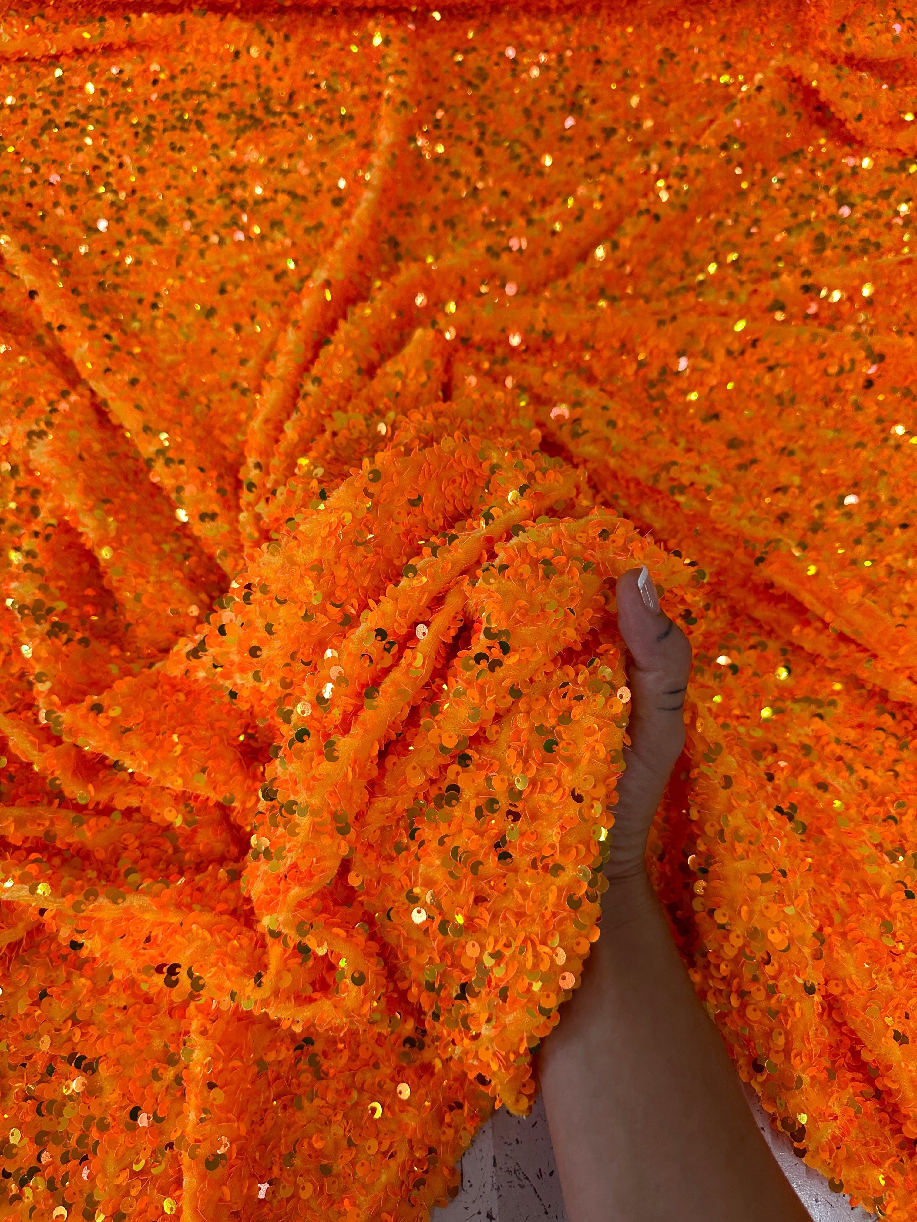  orange sequin on velvet, light orange sequin on velvet, dark orange sequin on velvet, rust orange sequin on velvet, sequin on velvet for woman, sequin on velvet for bride, premium sequin on velvet, sequin on velvet on discount, sequin on velvet on sale, buy sequin on velvet online