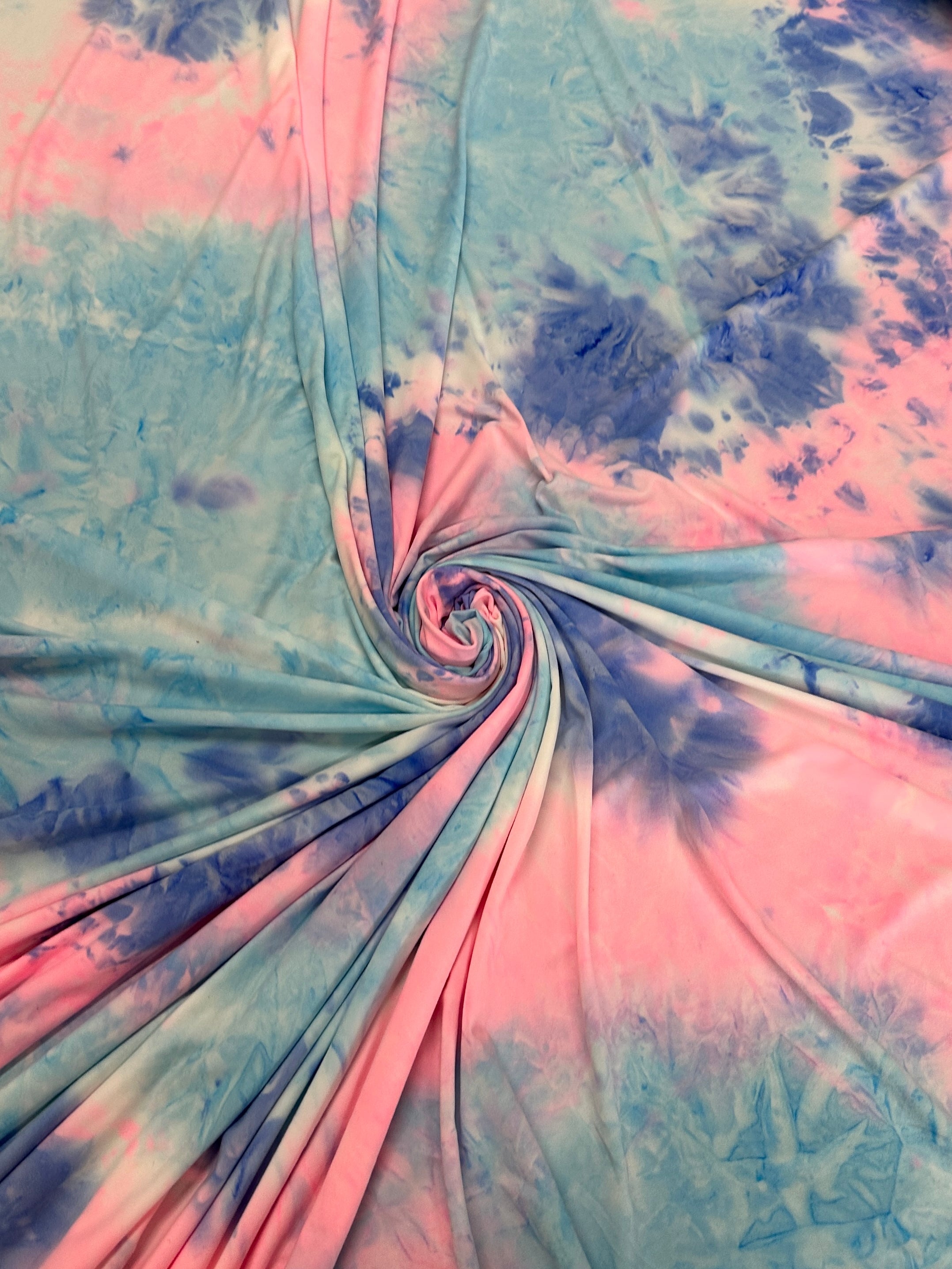 Blue Pink Tie Dye Jersey Knit, tie dye jersey knit for woman, tie dye jersey knit for party wear, tie dye jersey knit for gown, tie dye jersey knit for bride, tie dye jersey knit on discount, tie dye jersey knit on sale, premium tie dye jersey knit 