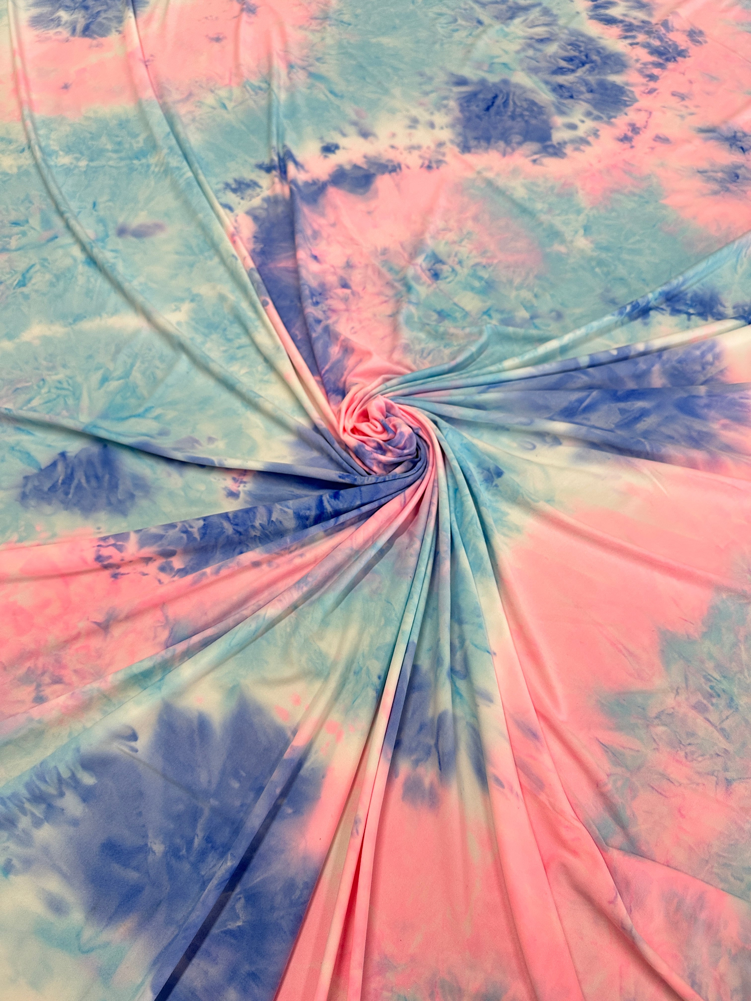 Blue Pink Tie Dye Jersey Knit, tie dye jersey knit for woman, tie dye jersey knit for party wear, tie dye jersey knit for gown, tie dye jersey knit for bride, tie dye jersey knit on discount, tie dye jersey knit on sale, premium tie dye jersey knit 