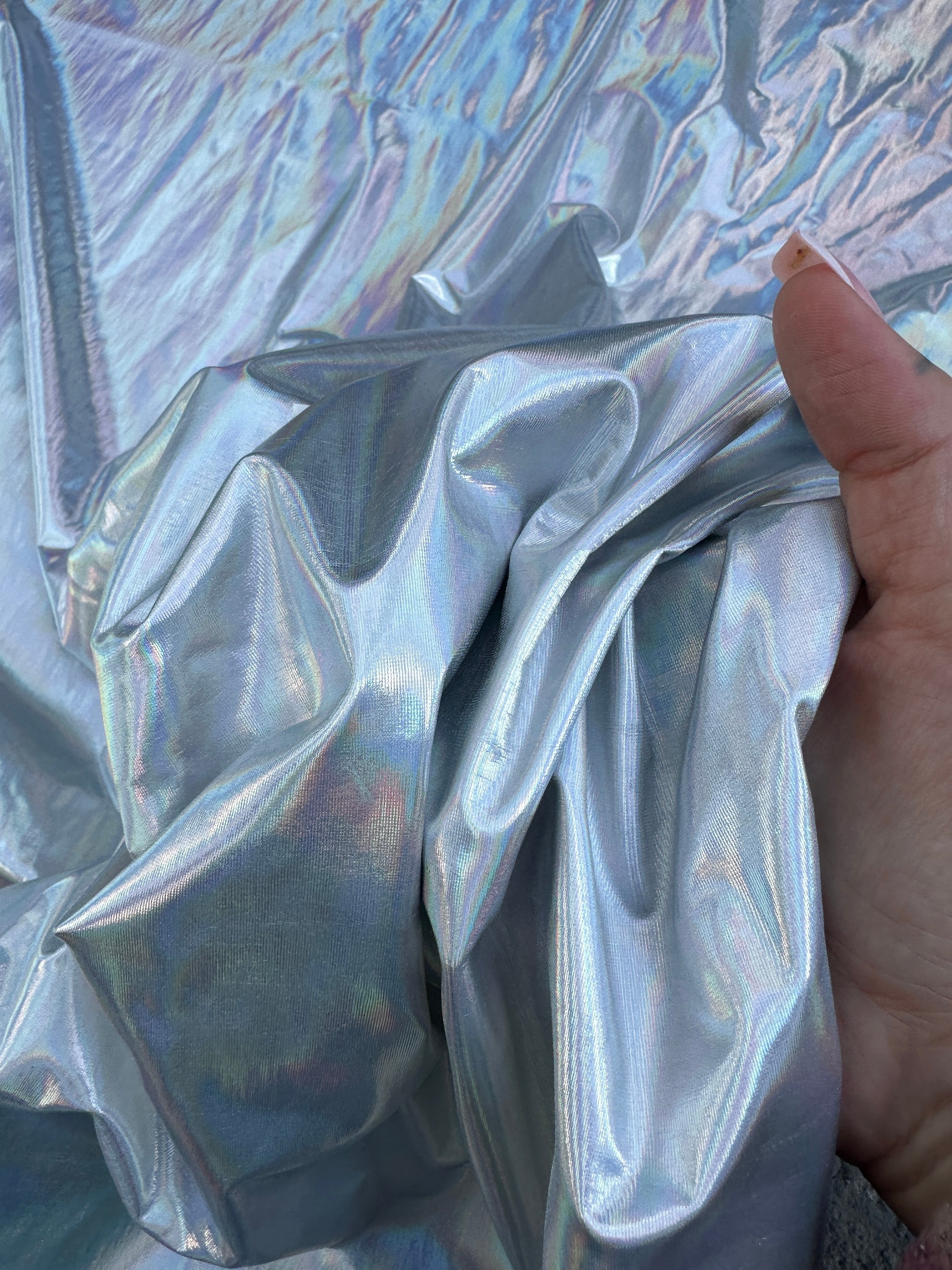 Silver Reflective Coated Spandex PLEATHER, Shiny silver pleather, silver pleather, pleather for woman, light silver pleather, dark silver spandex