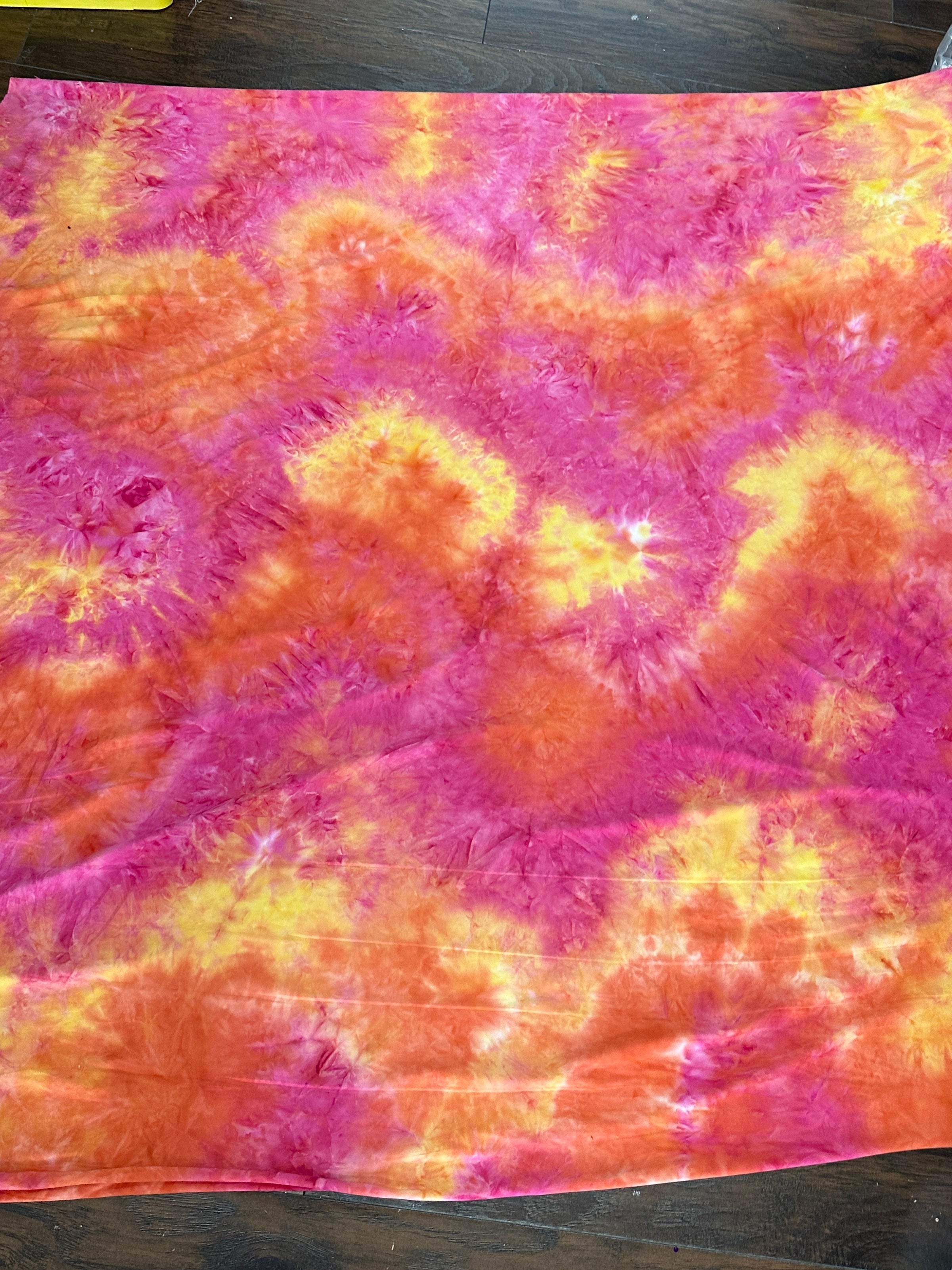  Hot Pink and Yellow Tie Dye Jersey Knit, tie dye jersey knit for woman, tie dye jersey knit for party wear, tie dye jersey knit for gown, tie dye jersey knit for bride, tie dye jersey knit on discount, tie dye jersey knit on sale, premium tie dye jersey knit 