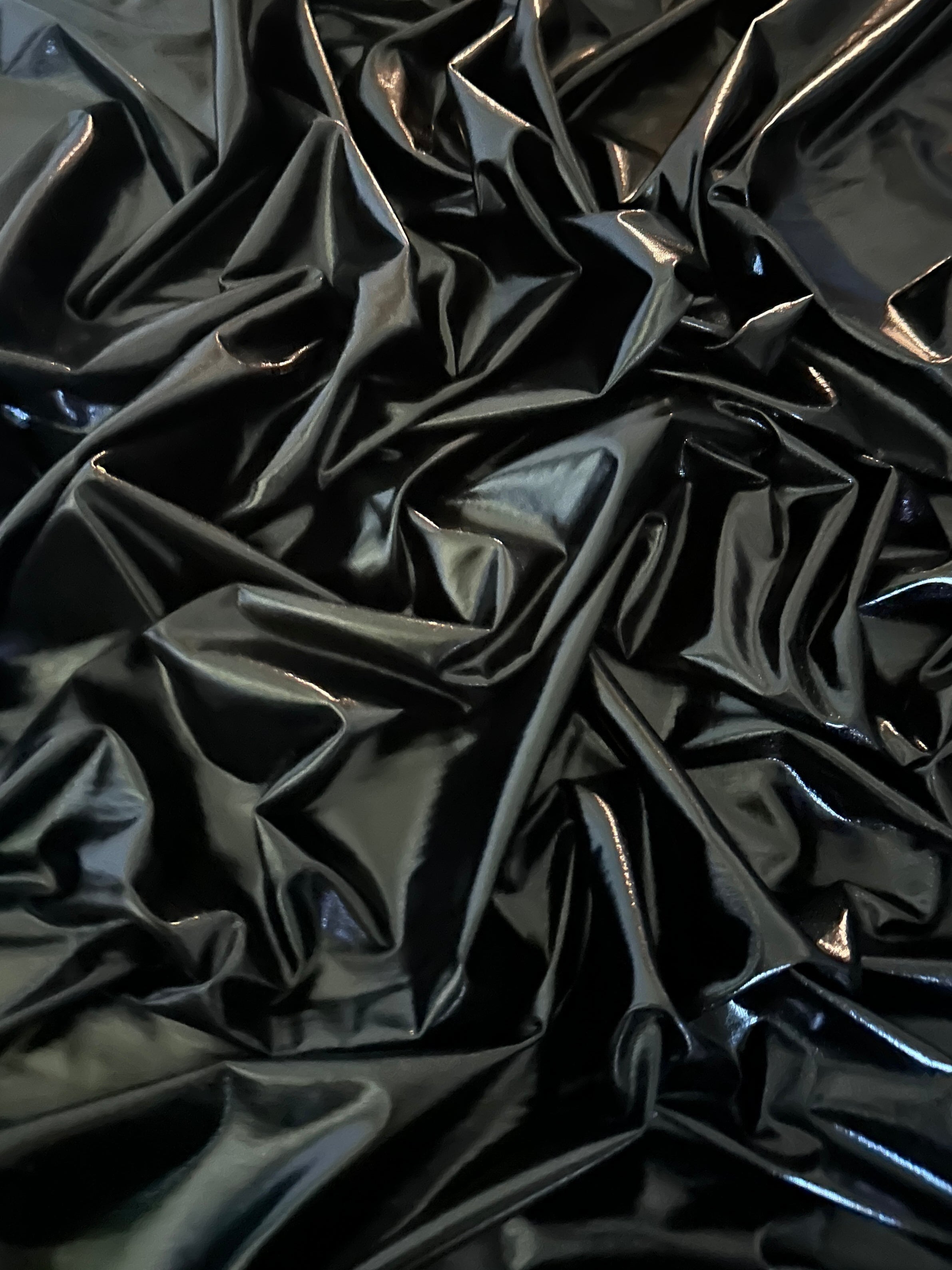 black glossy coated spandex pleather, Shiny black pleather, neon black pleather, pleather for woman, cheap pleather, dark black spandex