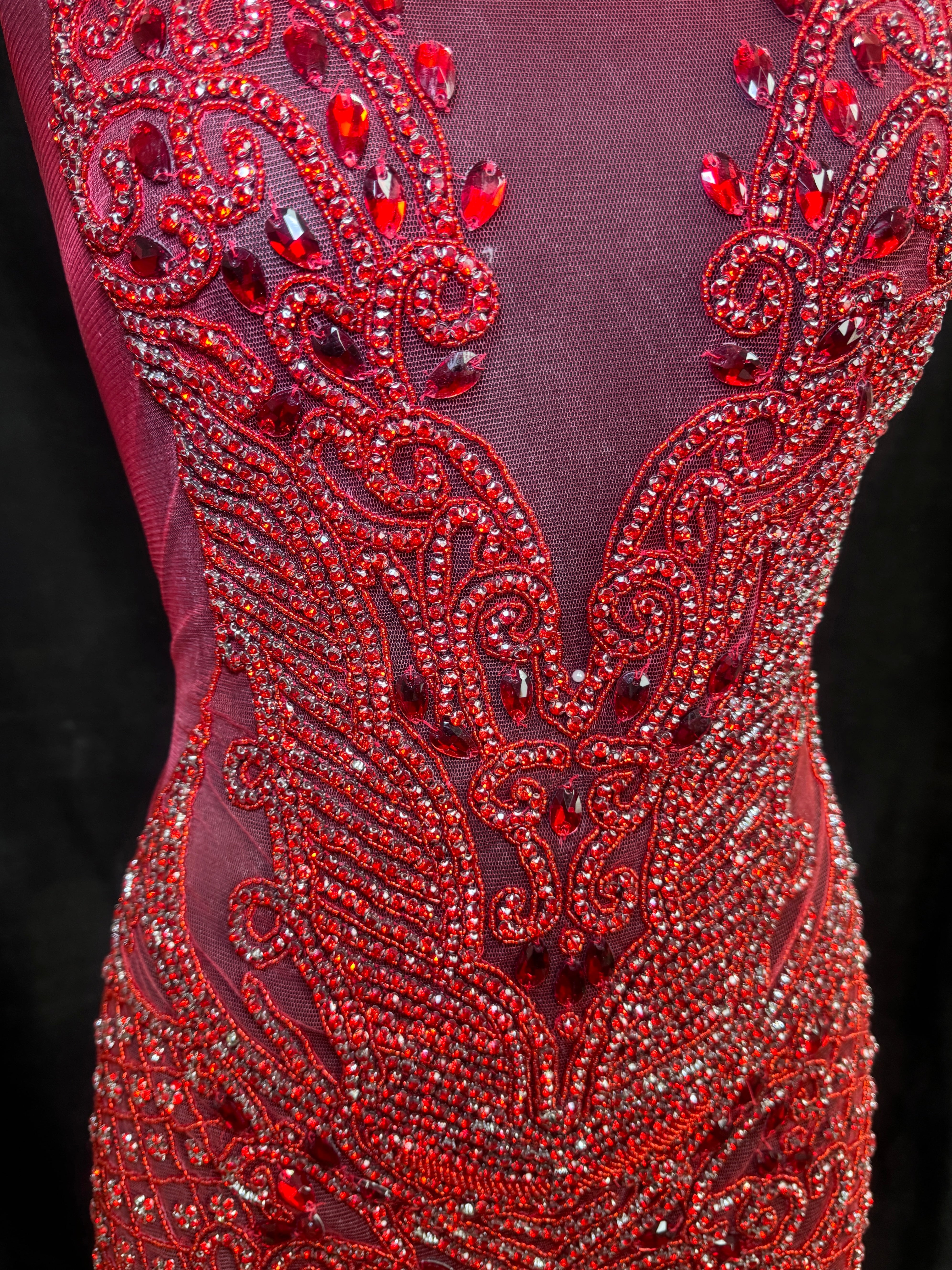 Brenda Red Rhinestone Bodice Applique, online textile store, sewing, fabric store, sewing store, cheap fabric store, kiki textiles