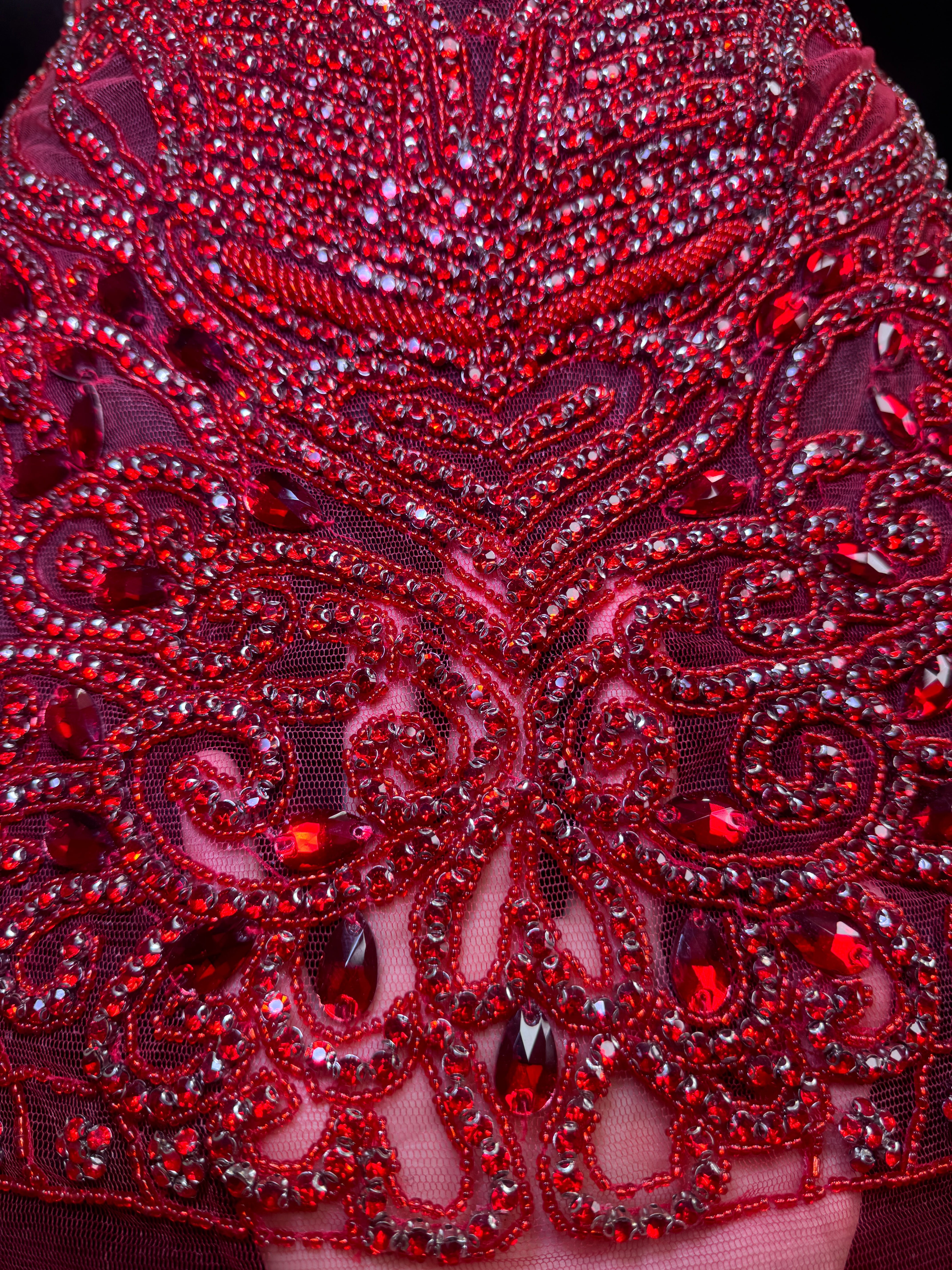 Brenda Red Rhinestone Bodice Applique, online textile store, sewing, fabric store, sewing store, cheap fabric store, kiki textiles