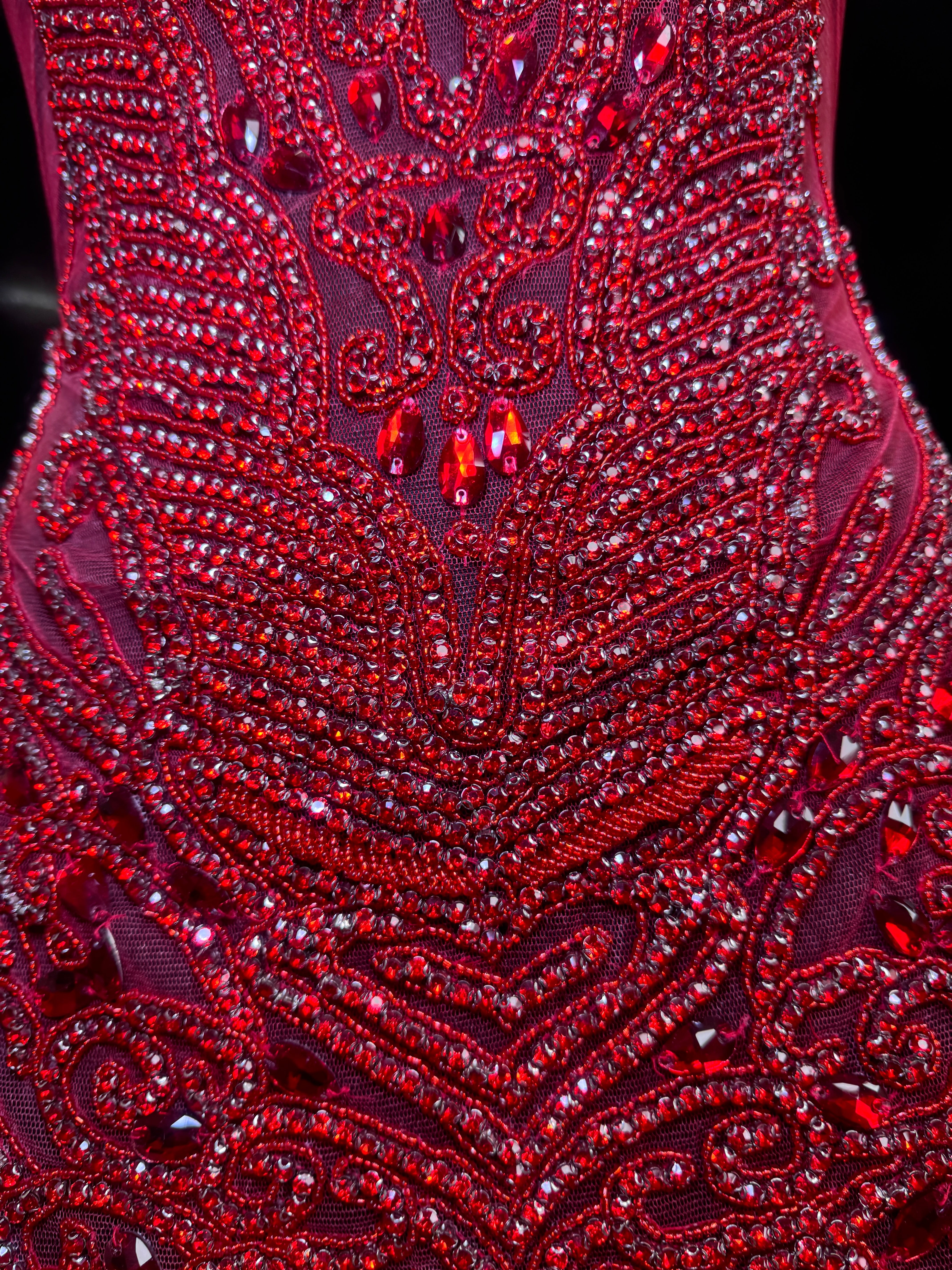 Brenda Red Rhinestone Bodice Applique, online textile store, sewing, fabric store, sewing store, cheap fabric store, kiki textiles