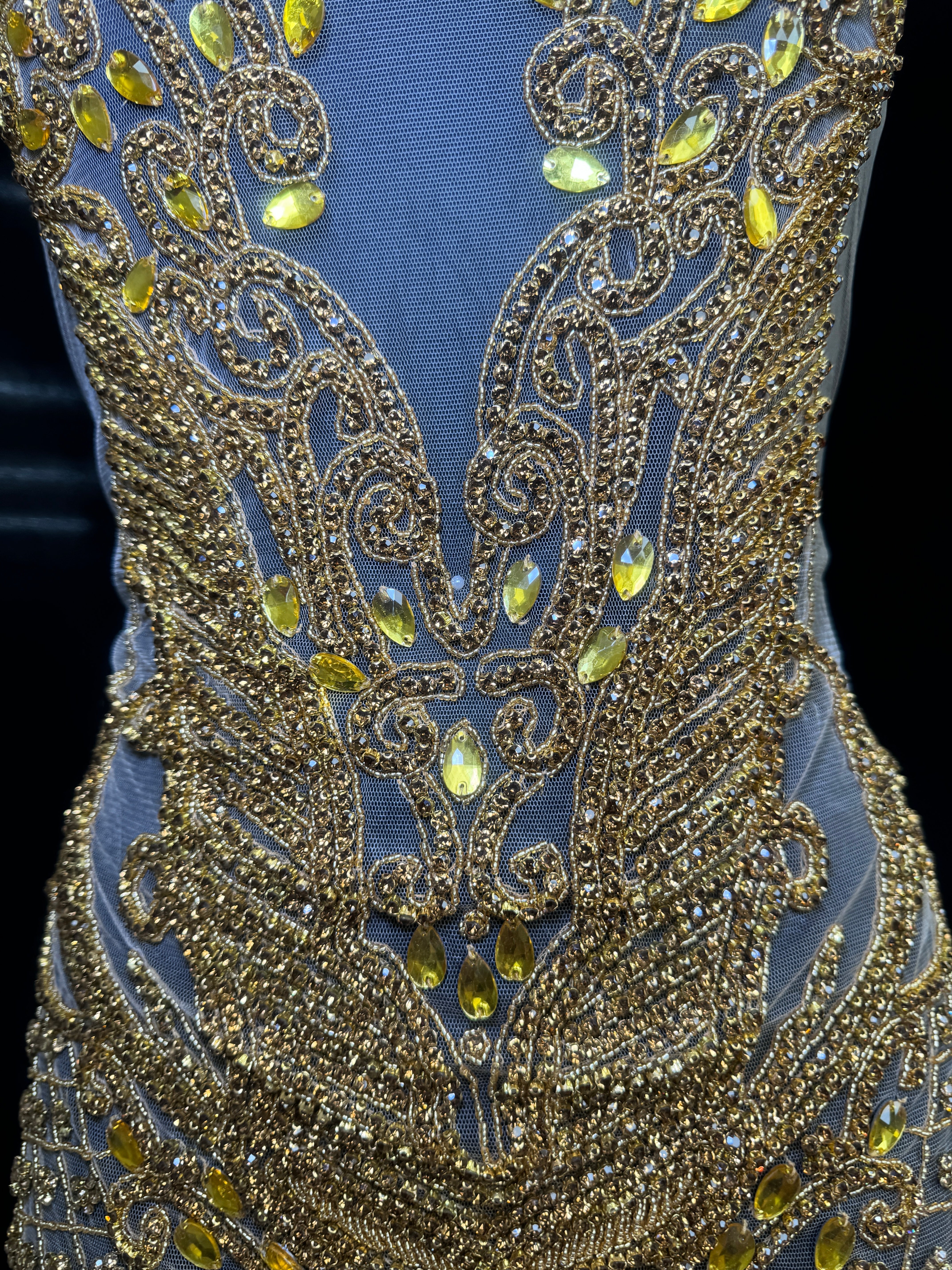 Brenda Gold Rhinestone Bodice Applique, Gold Rhinestones Applique, Embellished clothing, Rhinestone applications, Rhinestone embroidery, Rhinestone patch, Dress patch, Rhinestones for dress