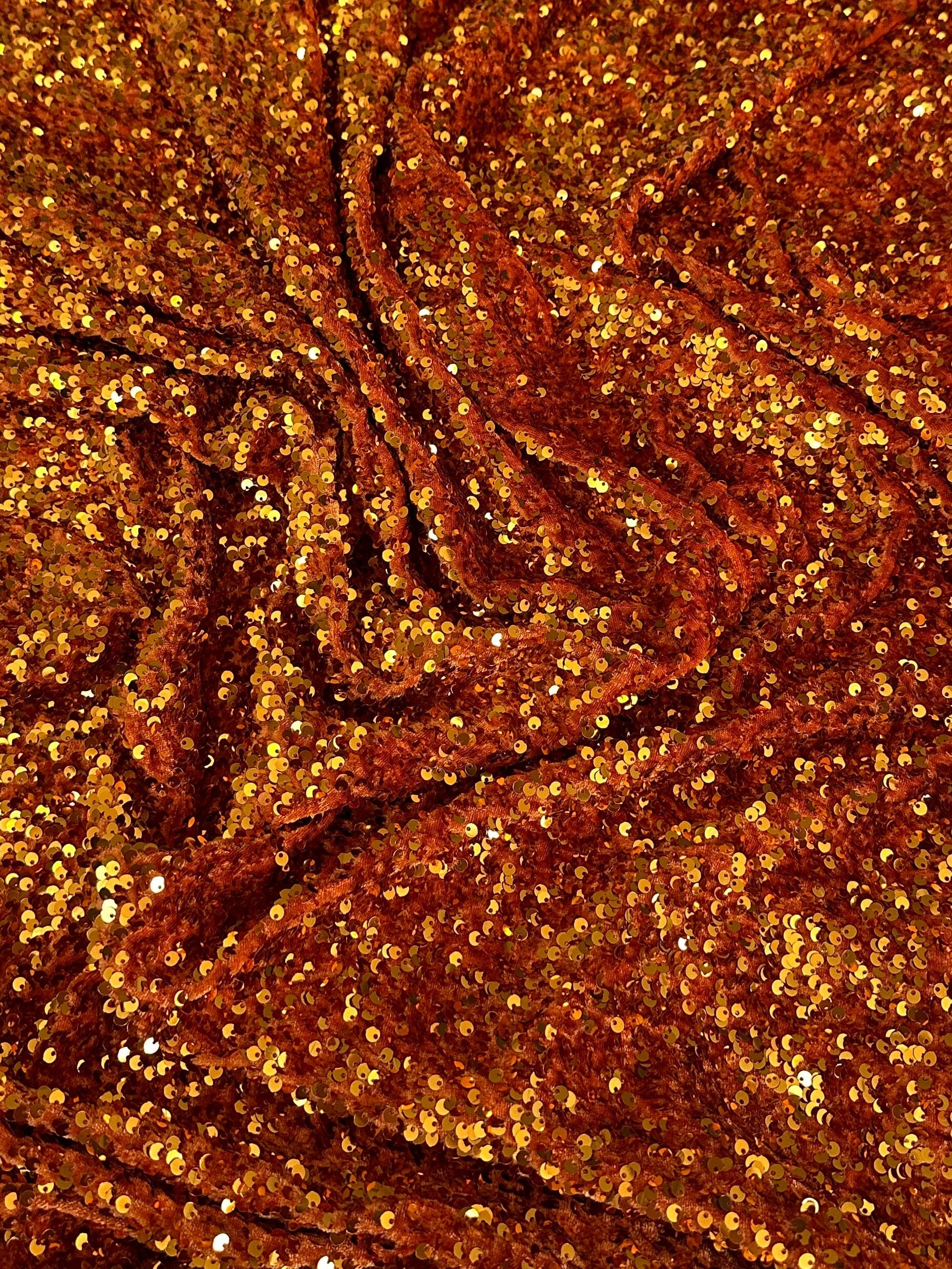 Burnt Orange Sequin on Velvet, Sequin on velvet, Stretch Sequin Mesh, Stretch Sequin velvet for woman, Stretch Sequin velvet for bride, Stretch Sequin velvet on discount, Stretch Sequin velvet online