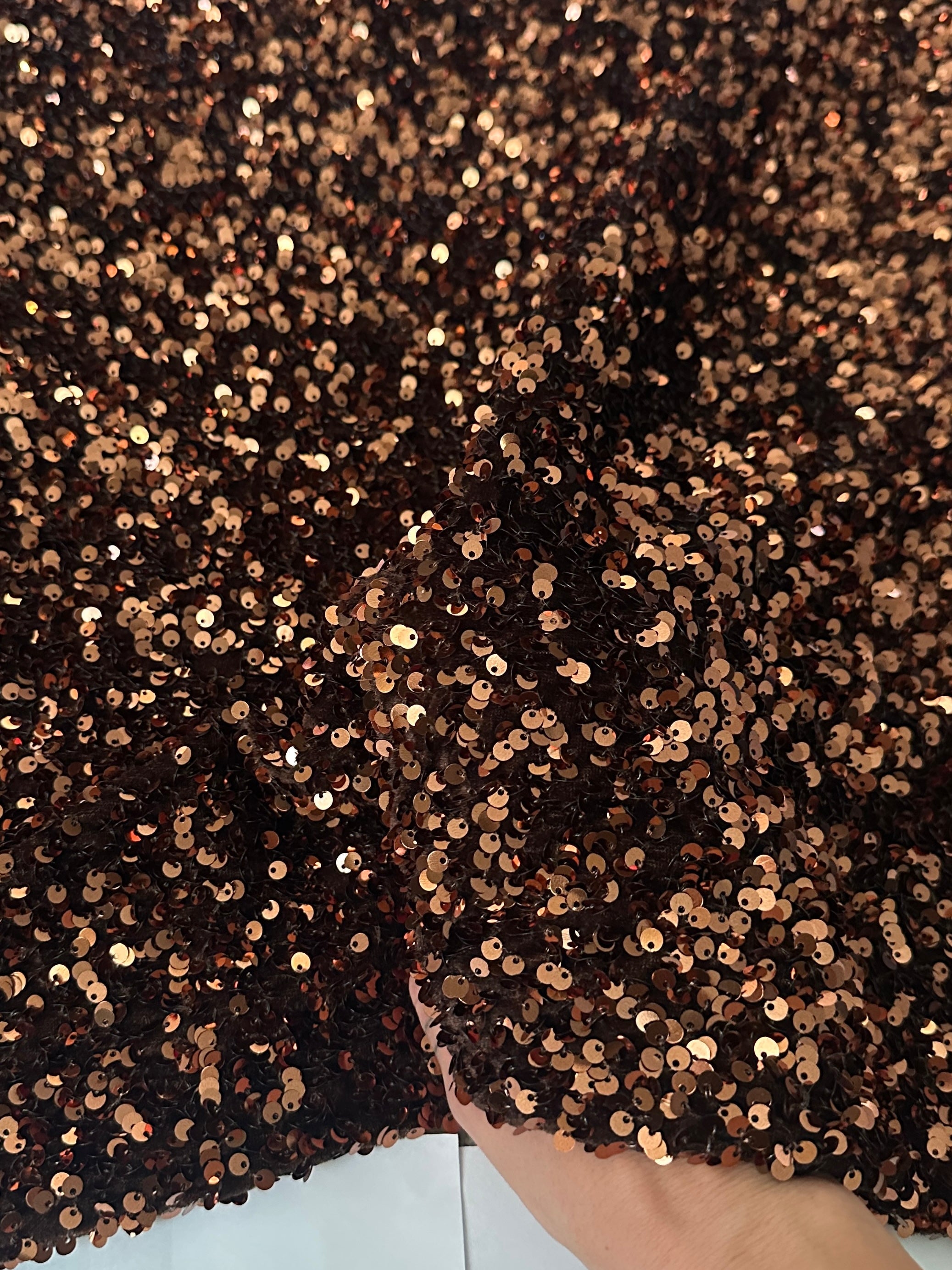 Chocolate Brown Sequin on Velvet