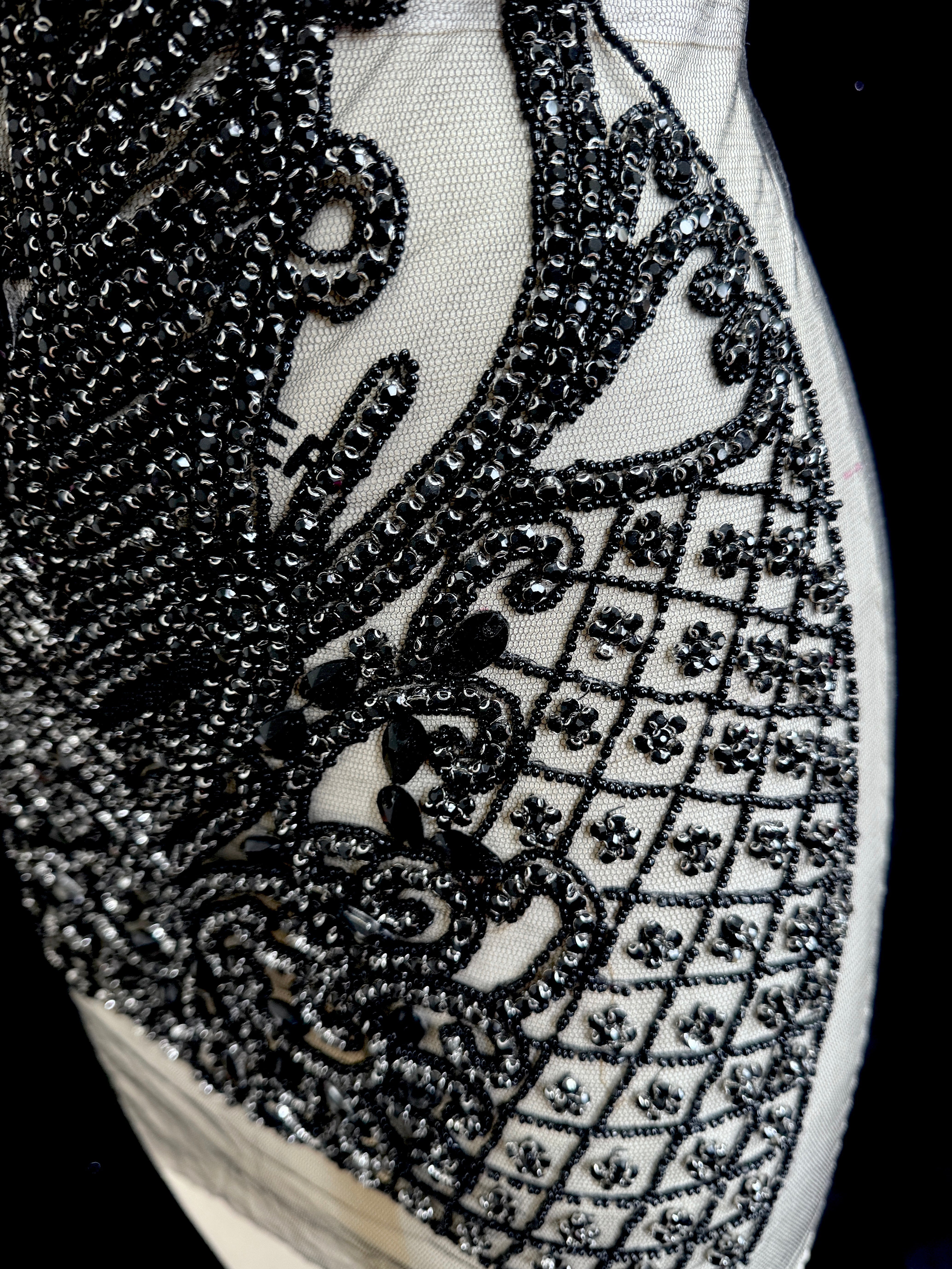 Brenda Risque Textiles Brenda Black Rhinestone Bodice Applique – KikiTextiles