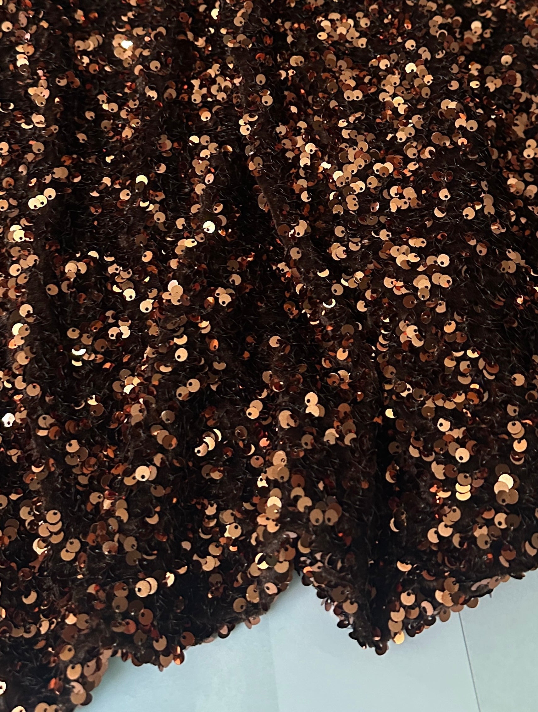 Chocolate Brown Sequin on Velvet